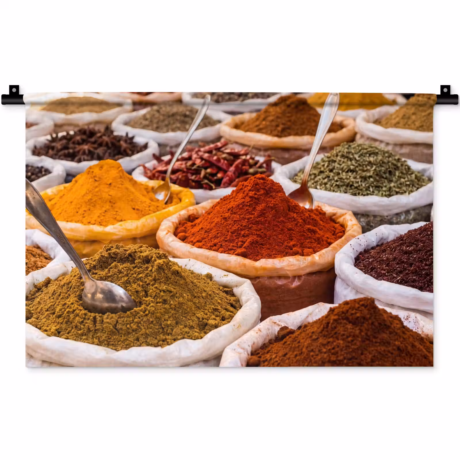 Wall Hanging - Herbs - Market - Food - Kruiden - Markt - Eten Wandkleed katoen klein