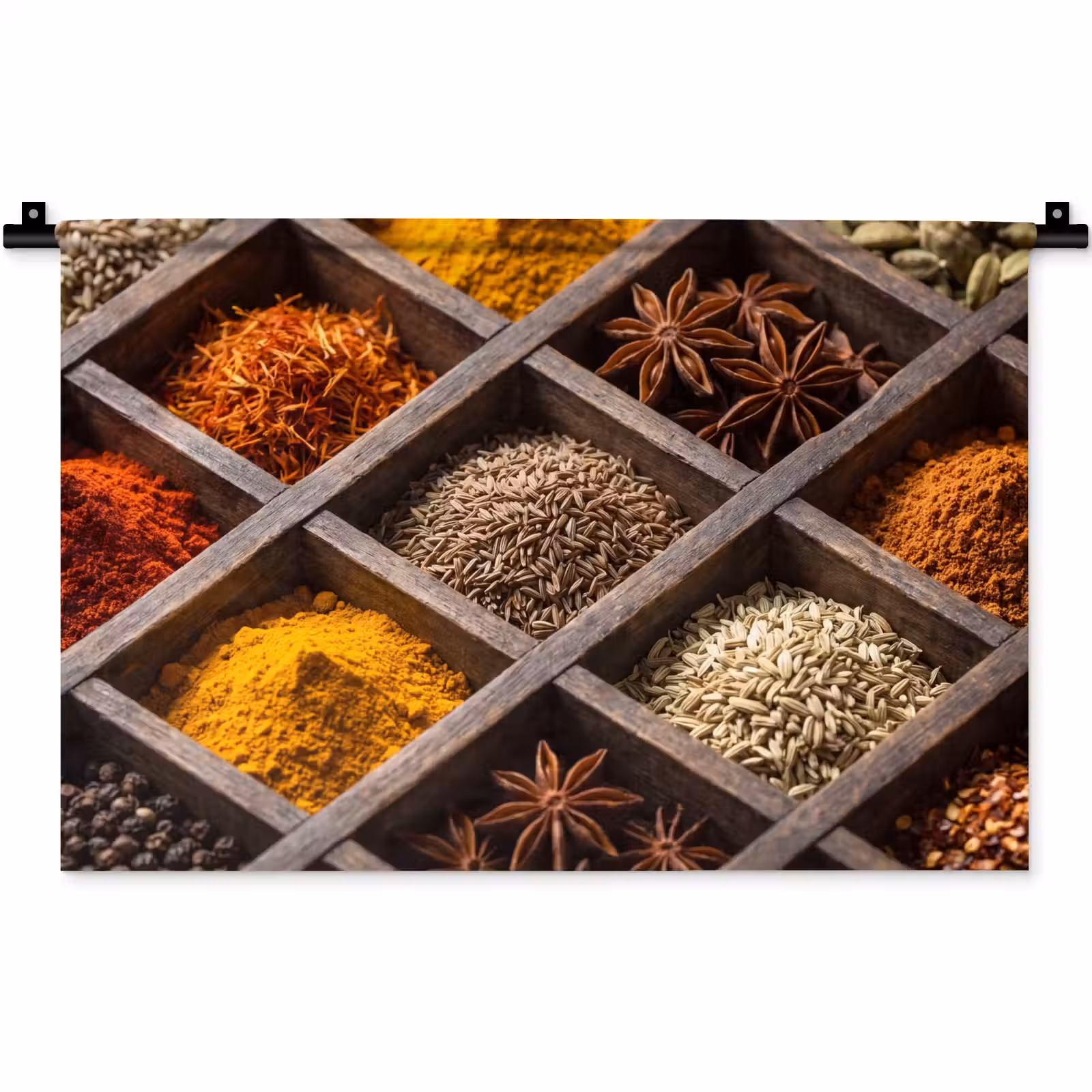 Wall Hanging - Herbs - Wood - Food - Kruiden - Houten - Eten Wandkleed katoen klein