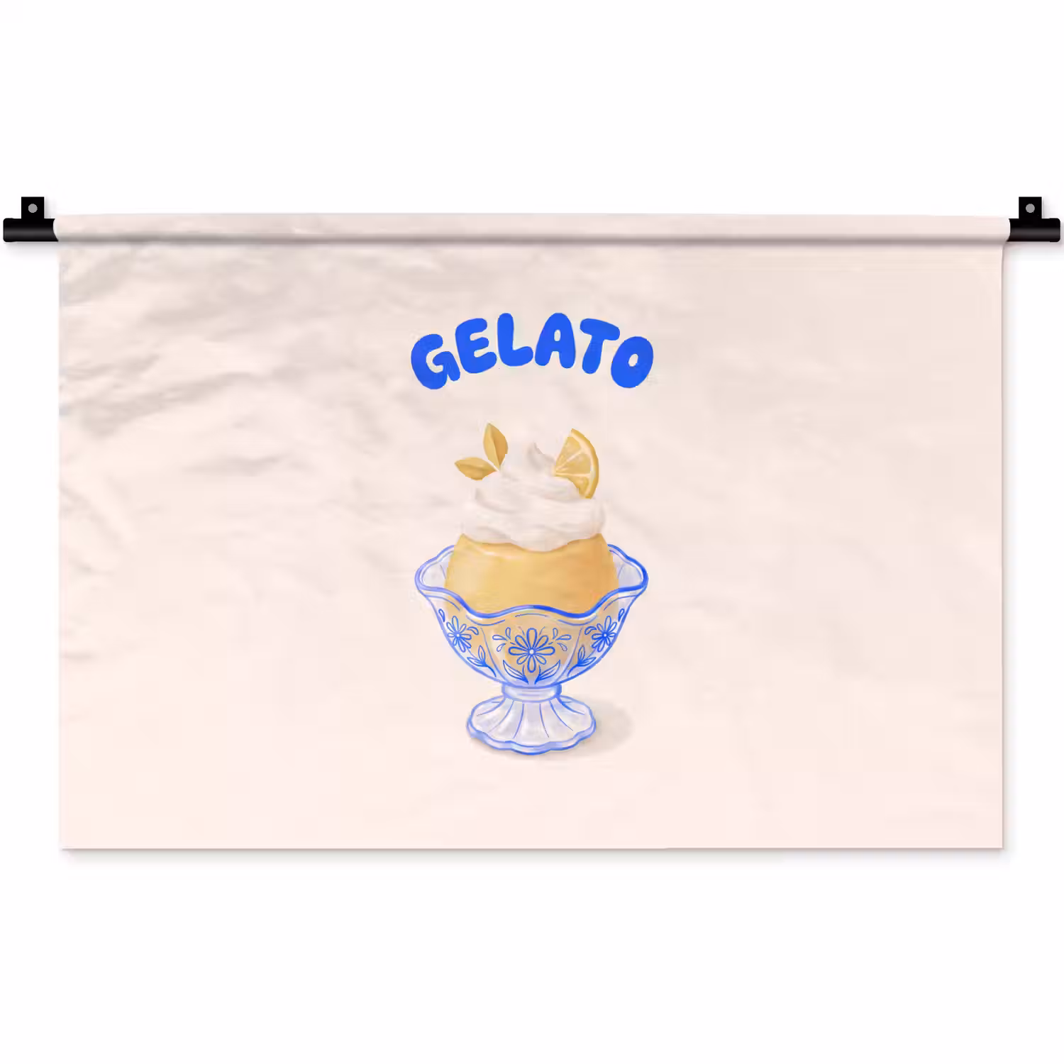 IJs - Citroen - Illustratie - Geel - Dessert Wandkleed katoen klein -zz3d