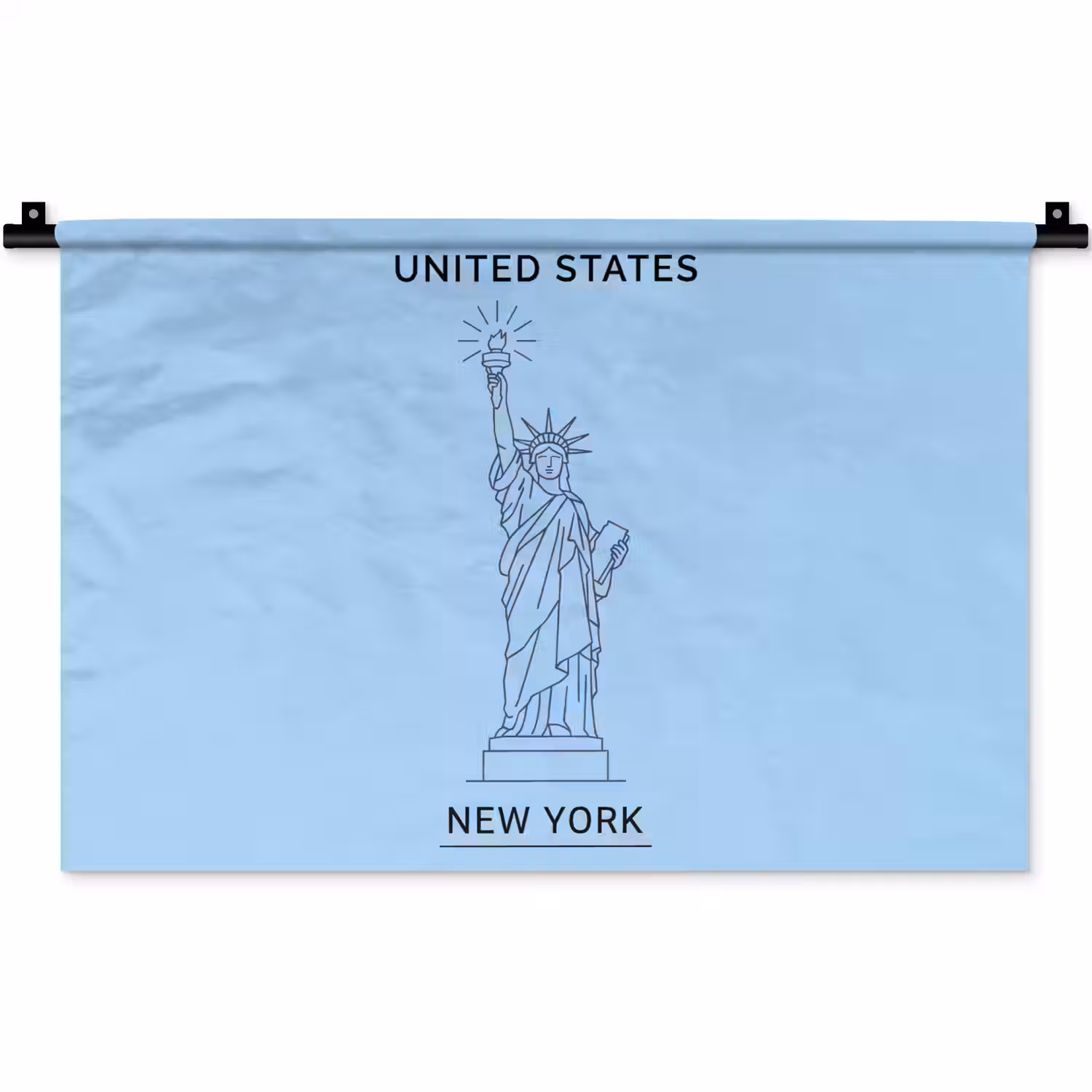 Monument - Vrijheidsbeeld - New York - Minimalistisch - Blauw Wandkleed katoen klein -zz3d