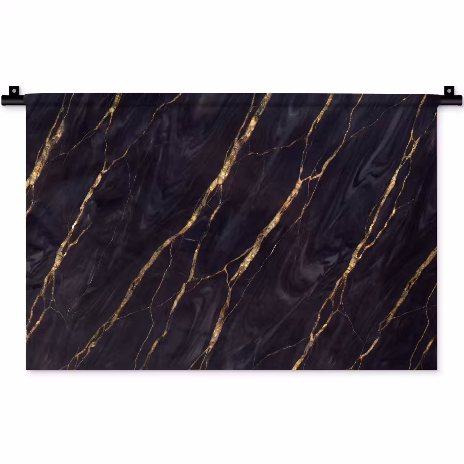 Marmer - Gouden aders - Abstract - Zwart Wandkleed katoen klein -zz3d