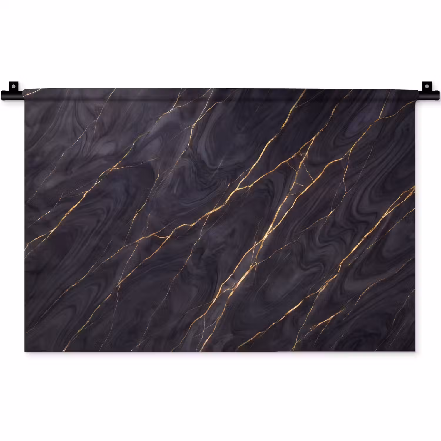 Marmer - Goudaders - Abstract - Modern - Zwart Wandkleed katoen klein -zz3d