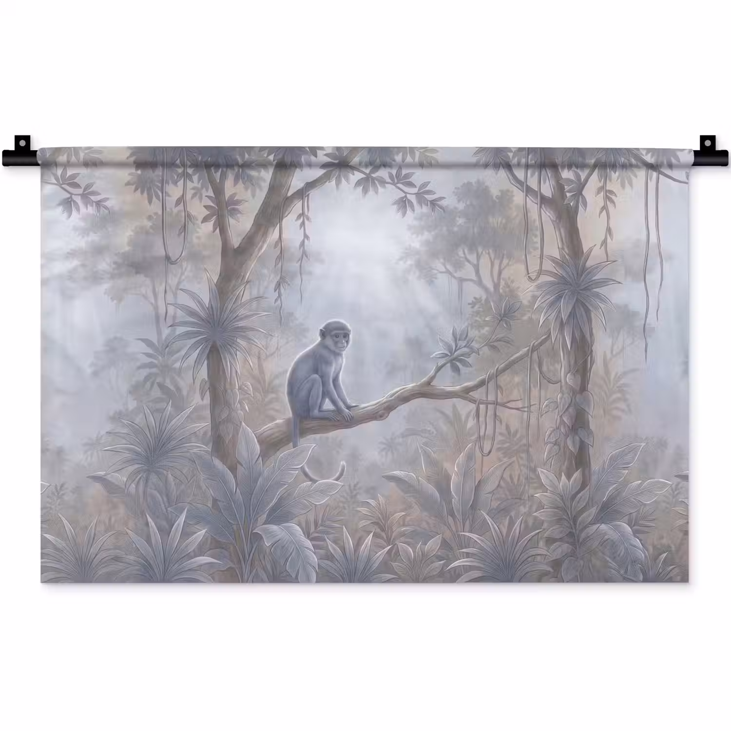 Aap - Boom - Jungle - Natuur - Grijs Wandkleed katoen klein -zz3d