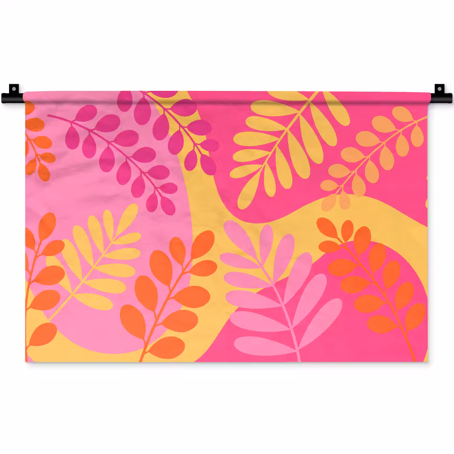 Natuur - Bladeren - Abstract - Roze - Geel Wandkleed katoen klein -zz3d