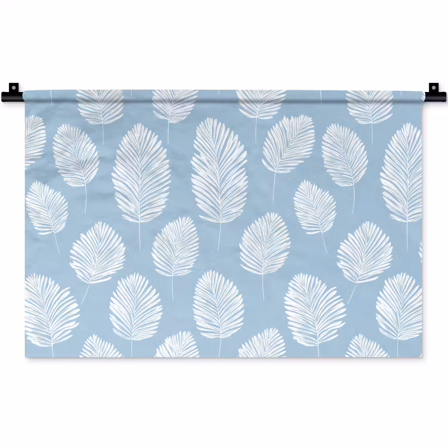 Palmbladeren - Naadloos - Patroon - Pastelblauw Wandkleed katoen klein 269 -zz3d