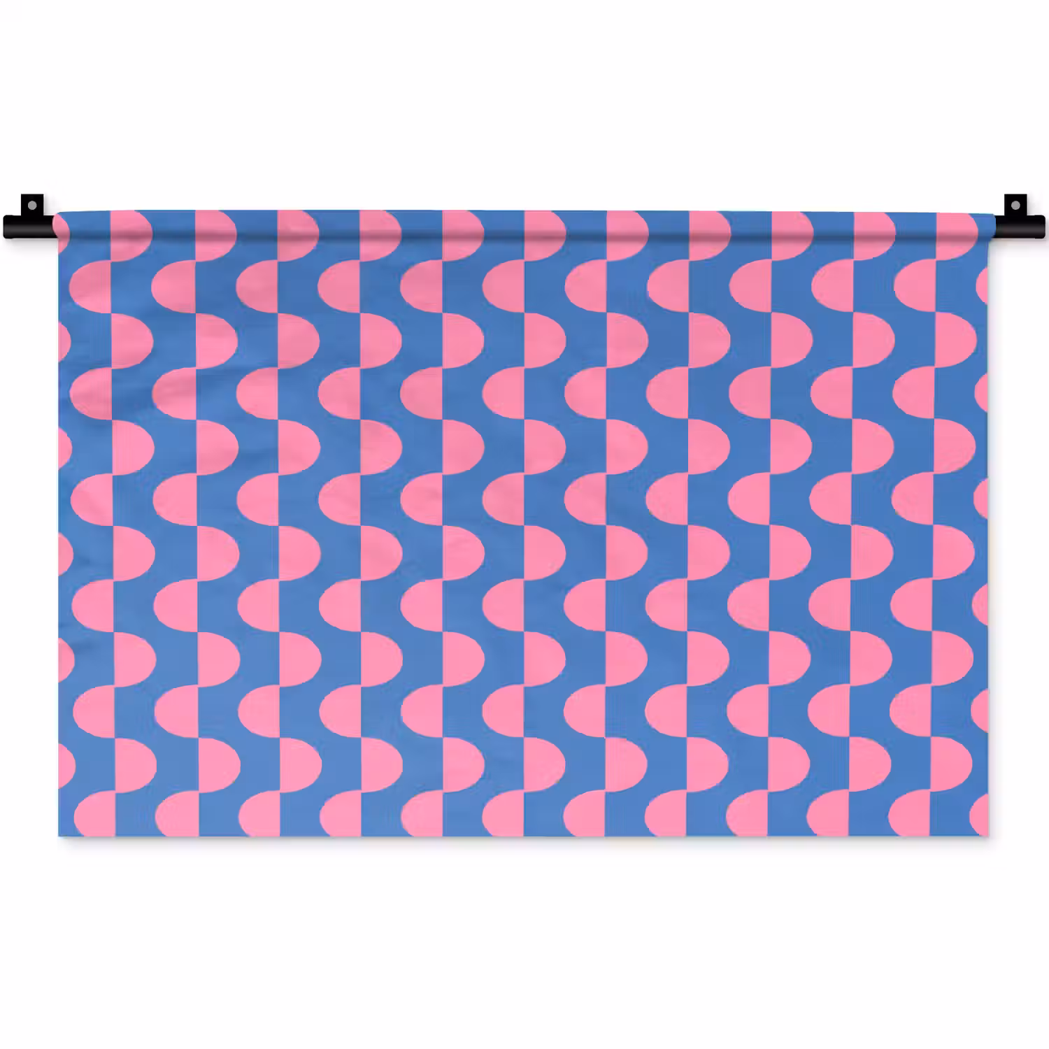 Patroon - Halve cirkels - Abstract - Modern - Roze - Blauw Wandkleed katoen klein -zz3d