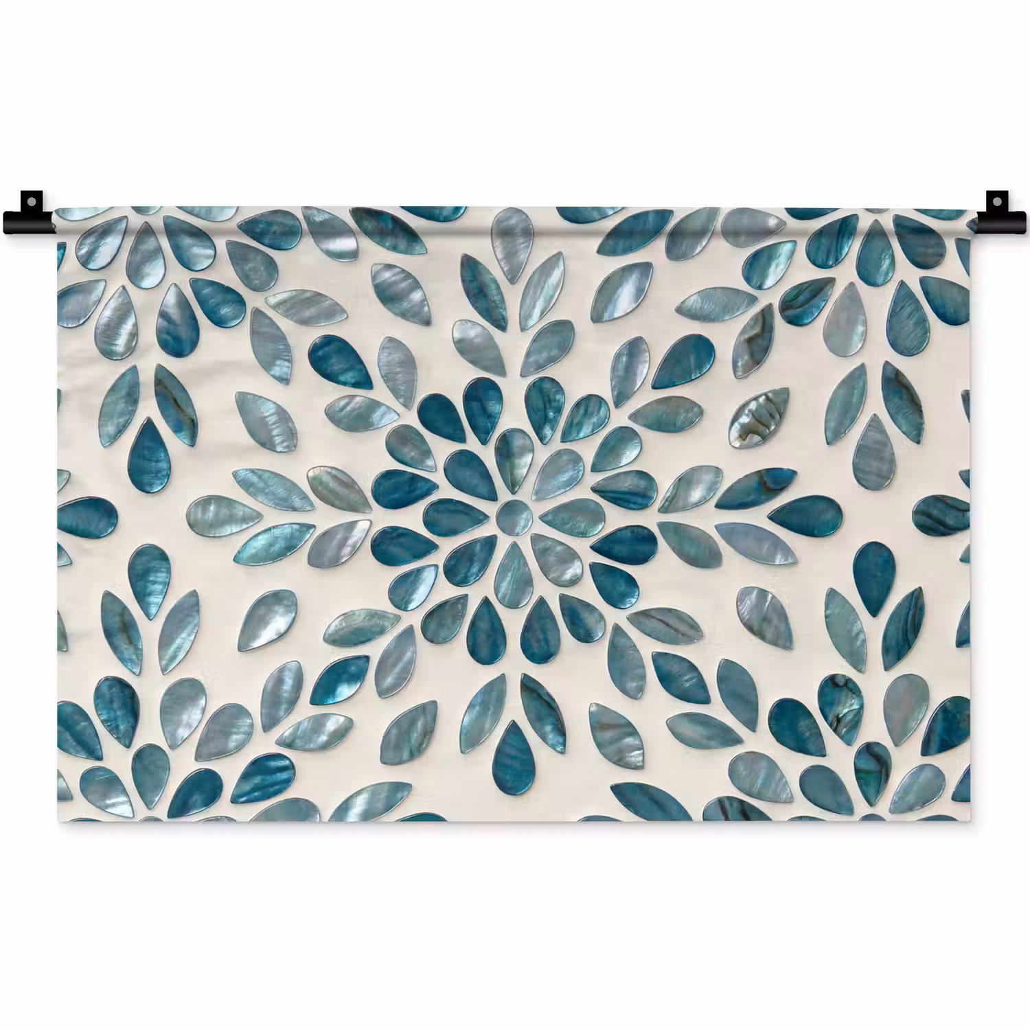 Patroon - Bladeren - Abstract - Modern - Turquoise Wandkleed katoen klein -zz3d