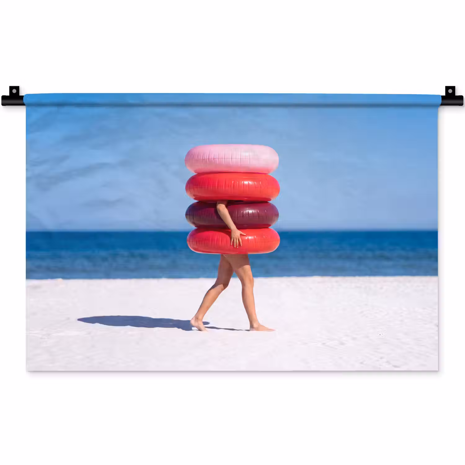 Mensen - Strand - Zomer - Recreatie - Kleurrijk Wandkleed katoen klein -zz3d
