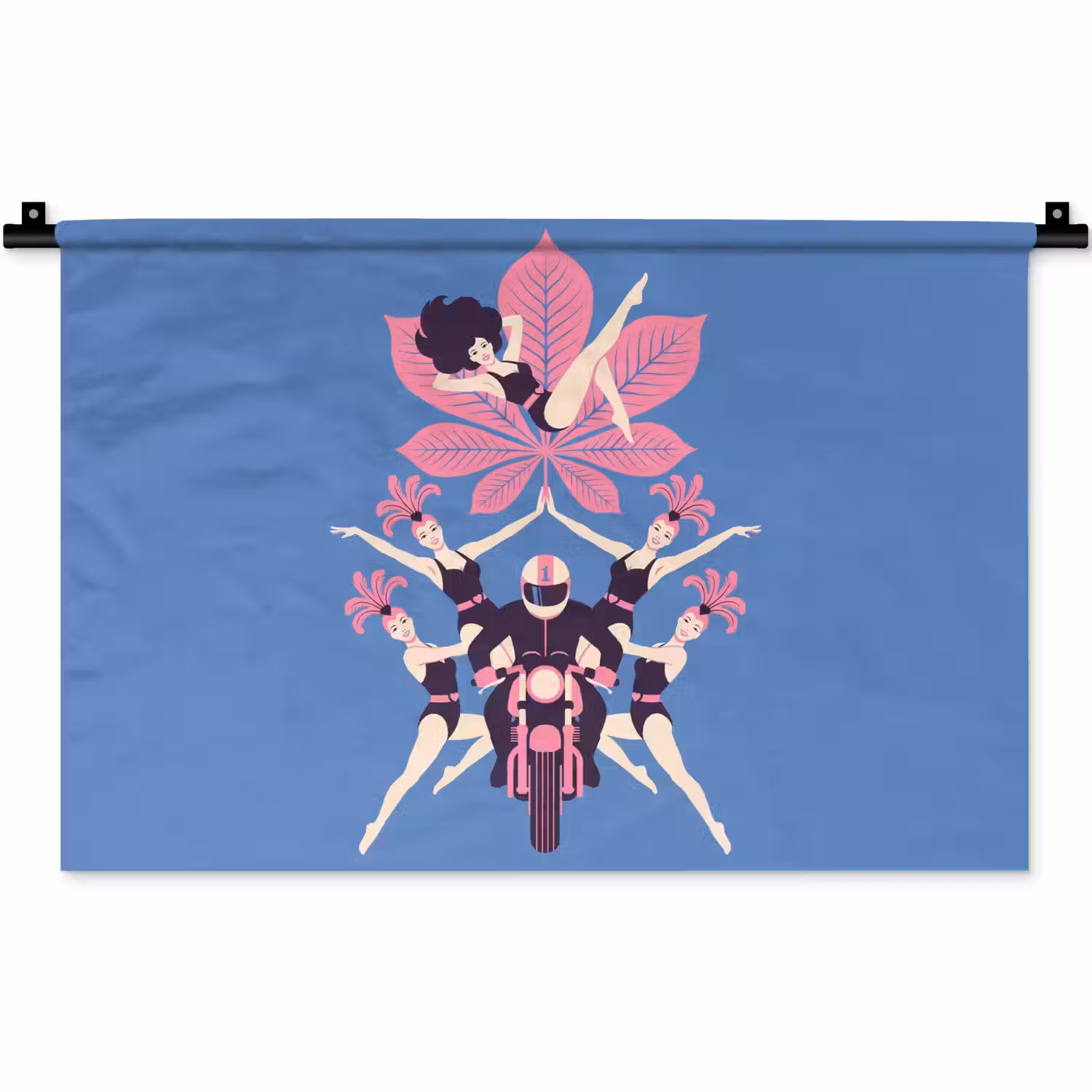 Mensen - Dans - Motor - Retro - Roze Wandkleed katoen klein -zz3d