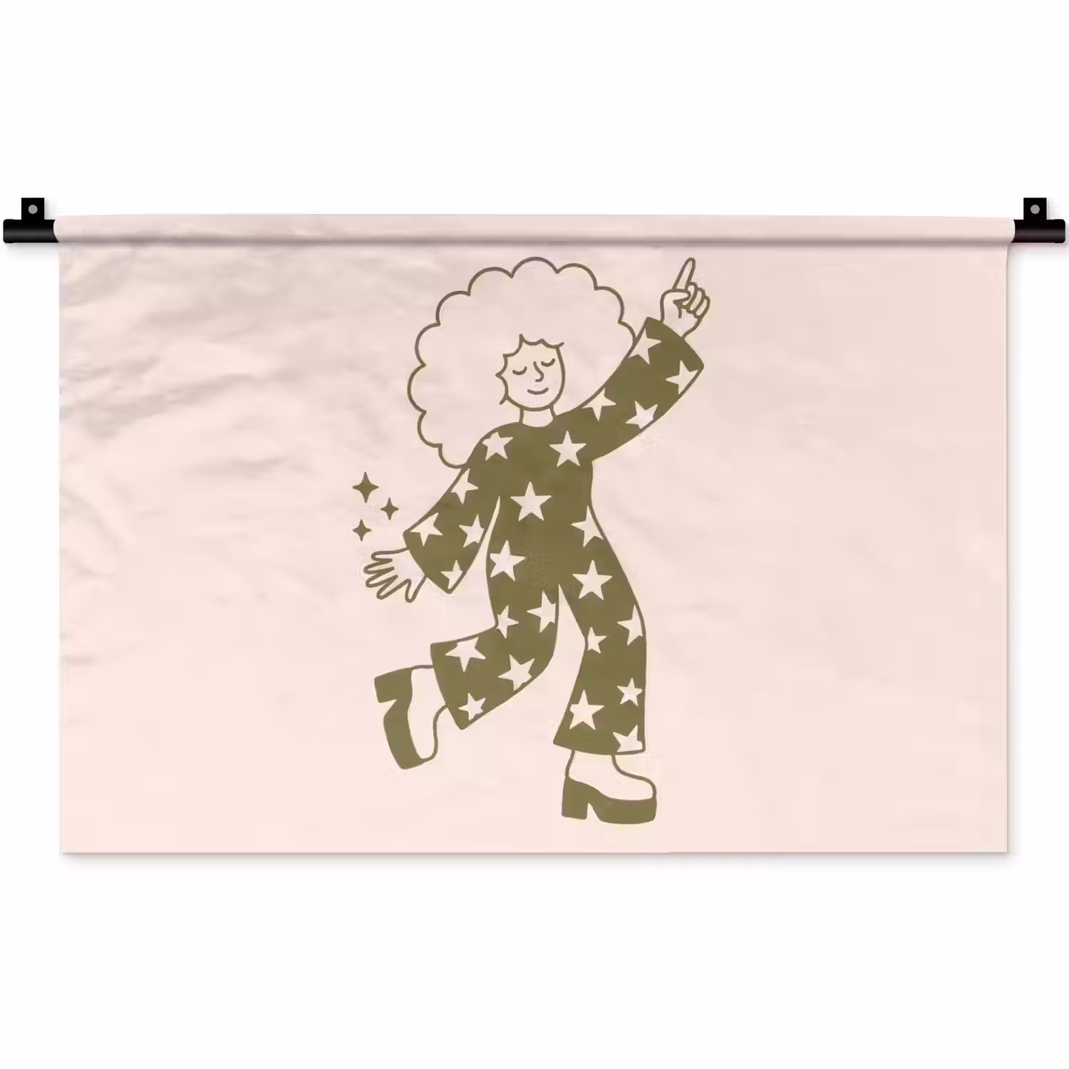 Mensen - Dansend - Feest - Vintage - Groen Wandkleed katoen klein -zz3d