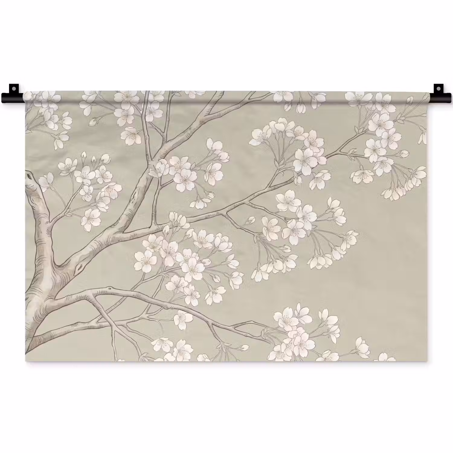 Sereen - Bloesem - Wit Wandkleed katoen klein -zz3d