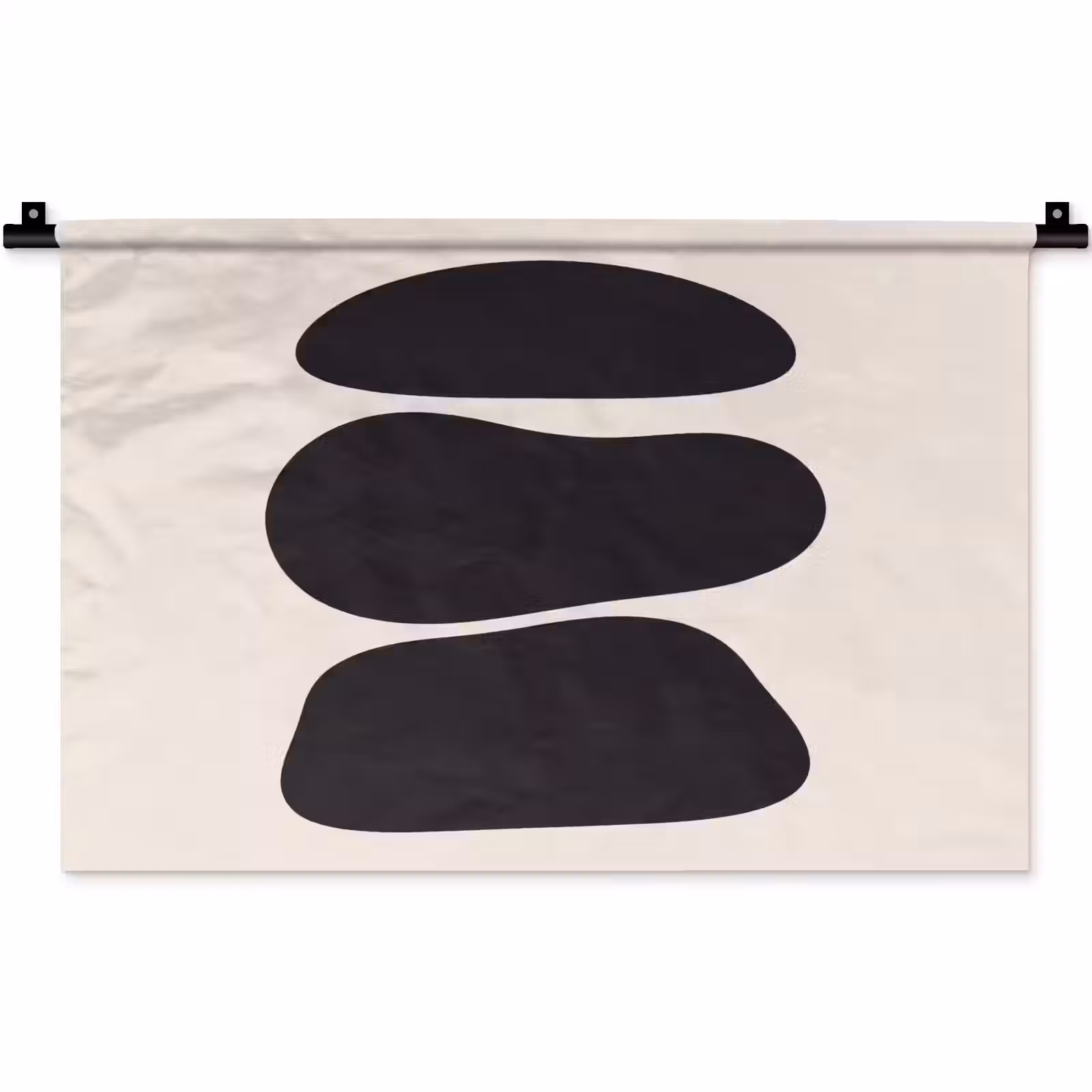 Wall Hanging - Shapes - Organic - Black - Vormen - Organisch - Zwart Wandkleed katoen klein