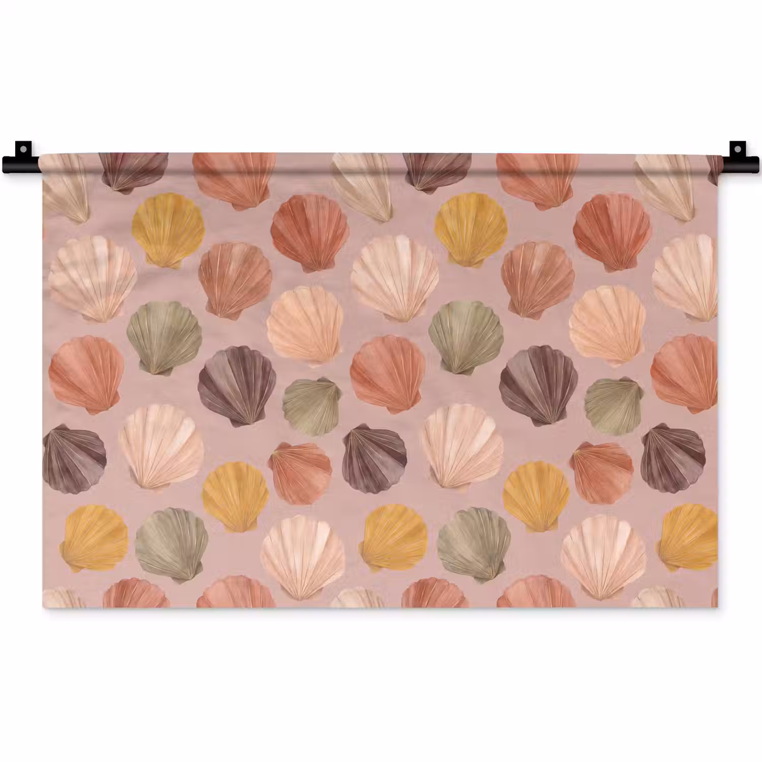 Schelp - Patroon - Zee - Aquarel - Aardetinten Wandkleed katoen klein -zz3d