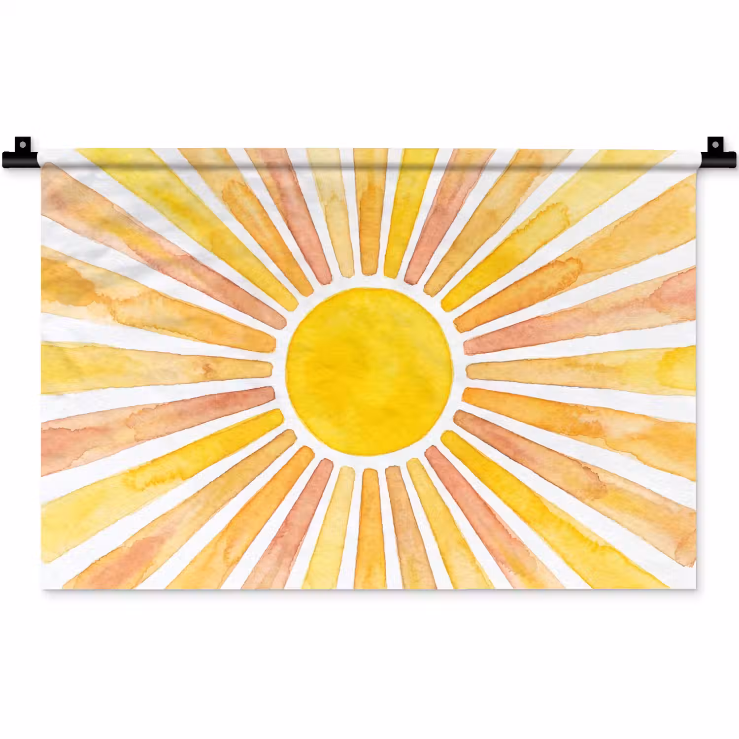 Zon - Stralen - Aquarel - Geel - Abstract Wandkleed katoen klein -zz3d