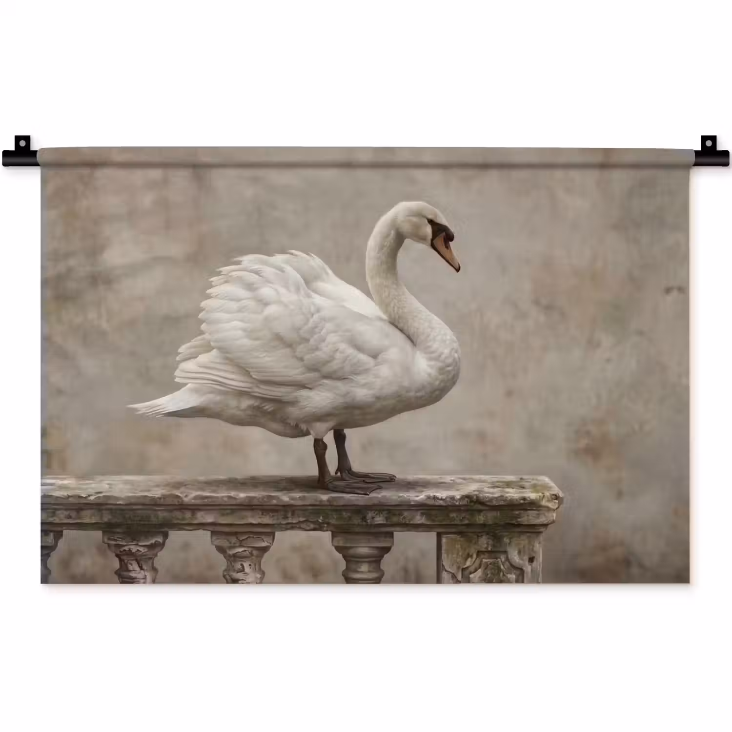 Zwaan - Elegant - Dieren - Wit Wandkleed katoen klein -zz3d