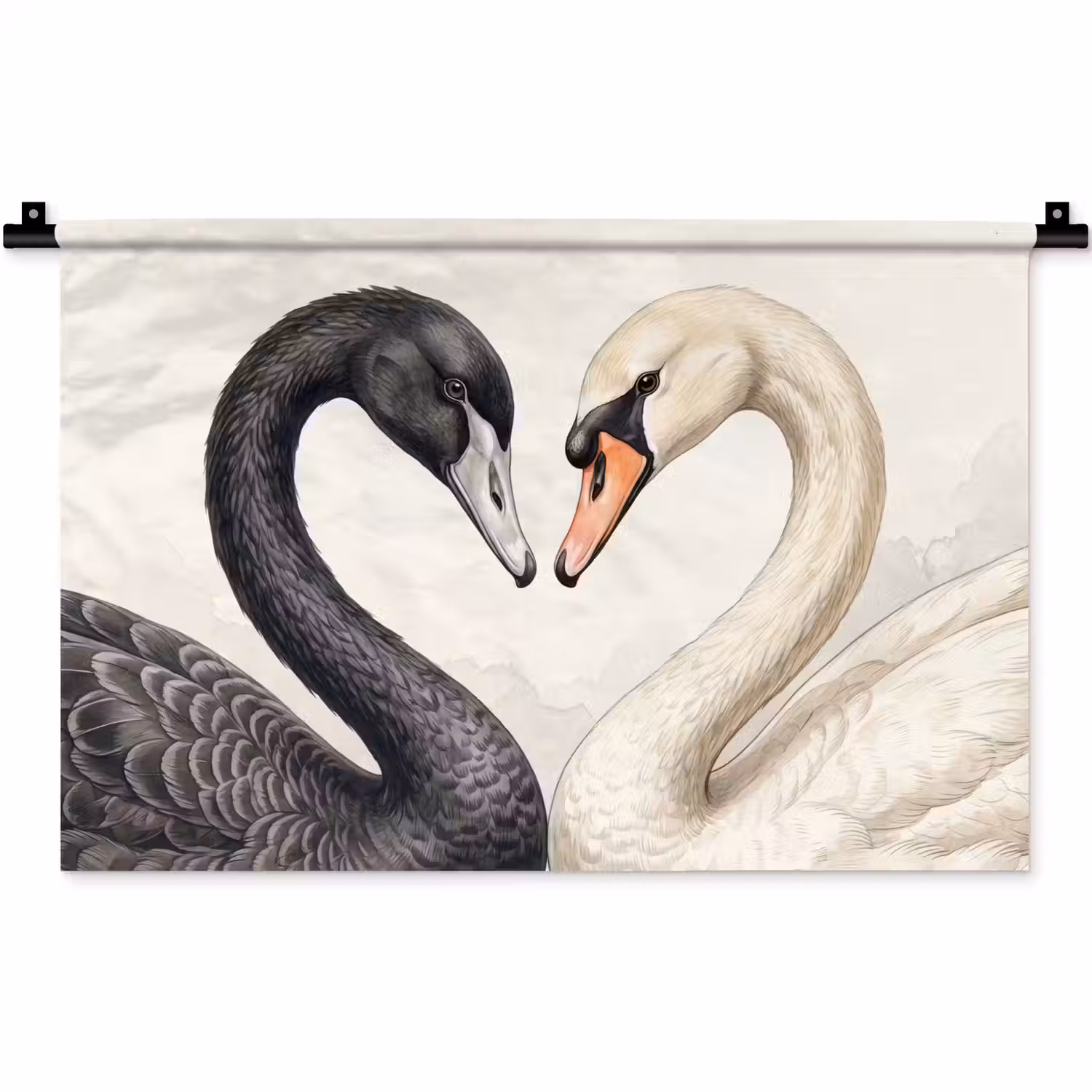 Zwanen - Hartvorm - Dieren Wandkleed katoen klein -zz3d