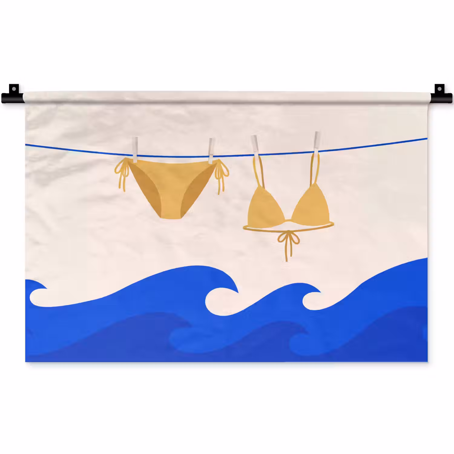 Zwemkleding - Zee - Zomer - Illustratie - Geel Wandkleed katoen klein -zz3d