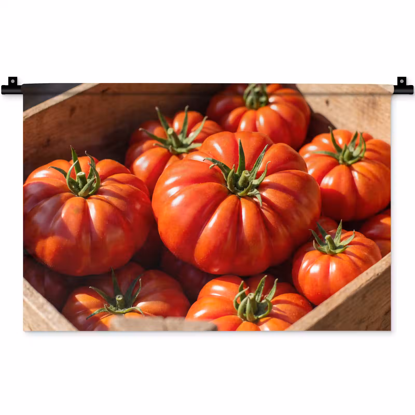 Wall Hanging - Tomato - Wooden - Crate - Tomaat - Houten - Kist Wandkleed katoen klein
