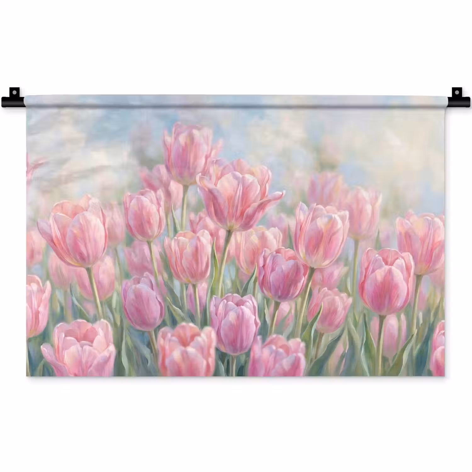 Tulpen - Veld - Lente - Roze Wandkleed katoen klein -zz3d