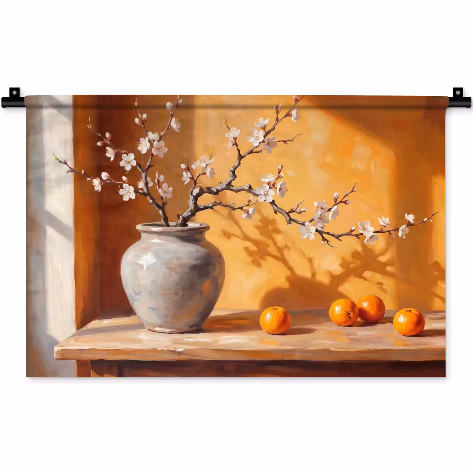 Wall Hanging - White Flowers - Still Life - Witte bloemen - Stilleven Wandkleed katoen klein
