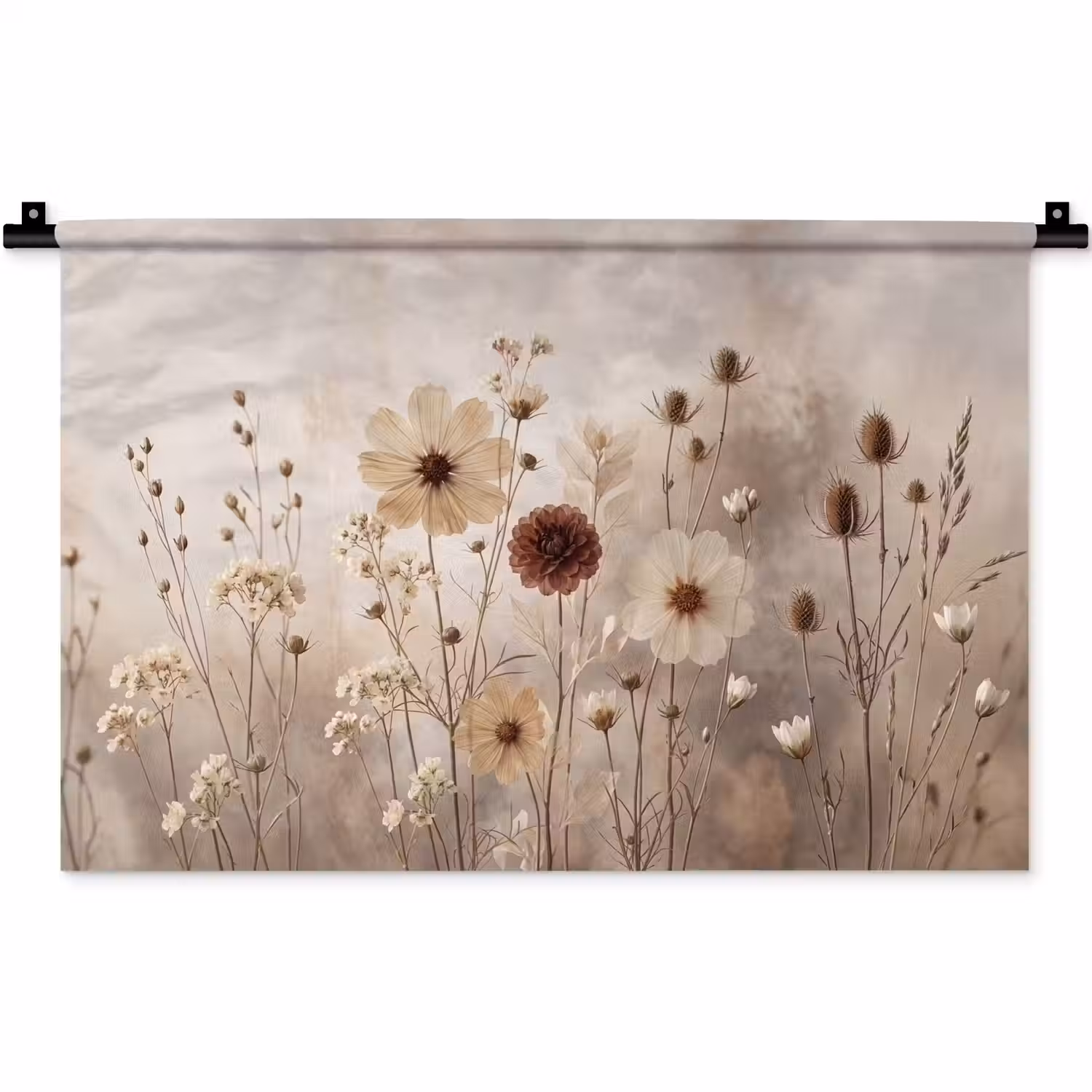 Wilde bloemen - Botanisch - Vintage - Natuur - Rustiek Wandkleed katoen klein -zz3d