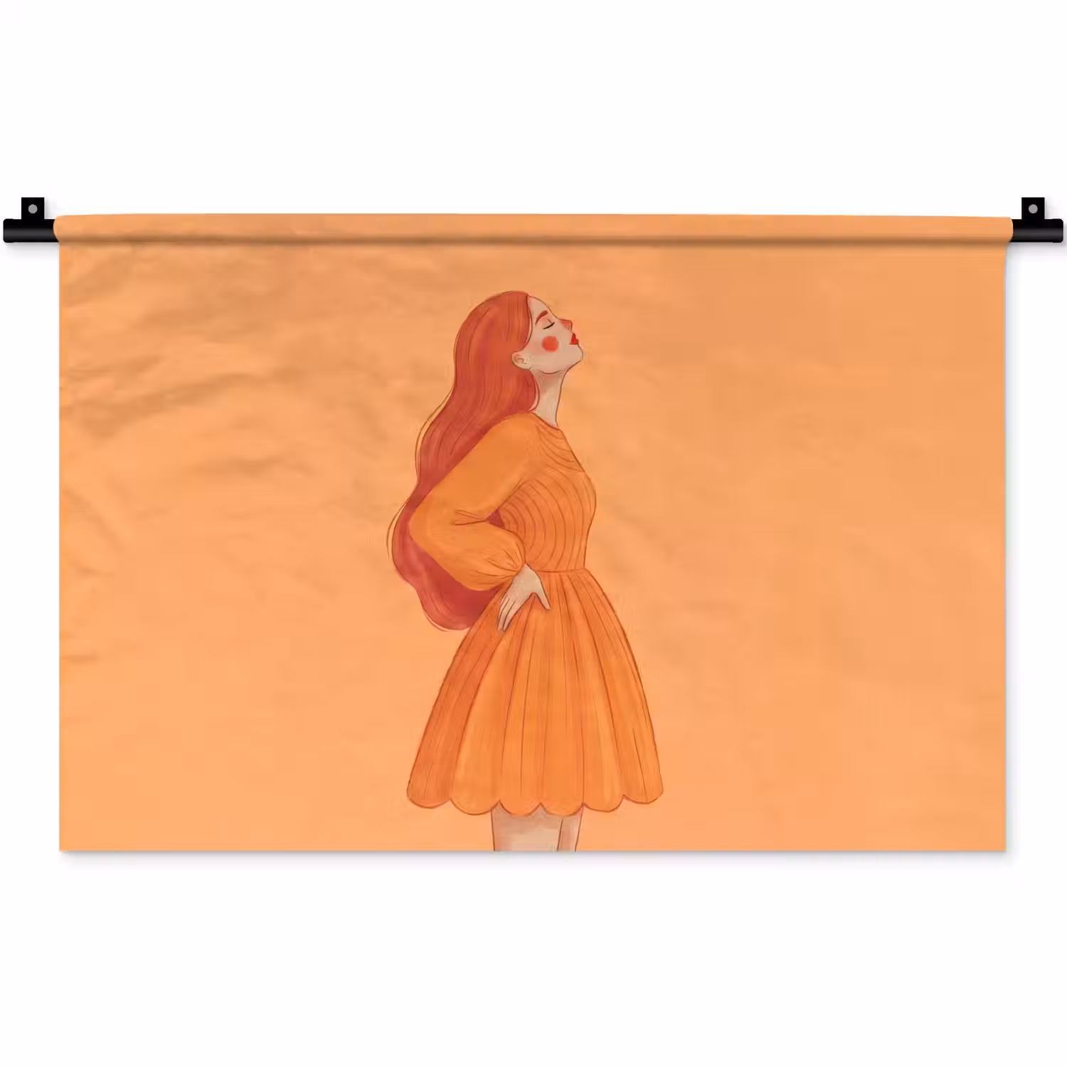 Vrouw - Profiel - Mensen - Modern - Oranje Wandkleed katoen klein -zz3d