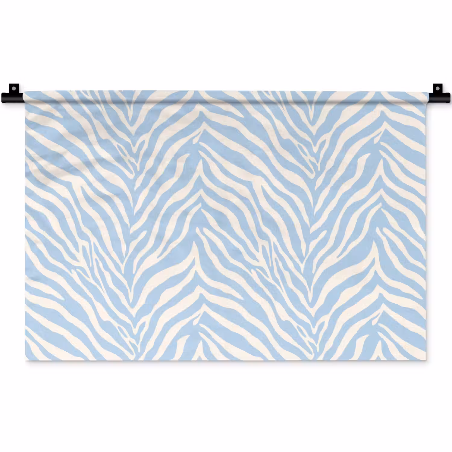 Zebra - Motief - Blauw - Wit Wandkleed katoen klein 269 -zz3d