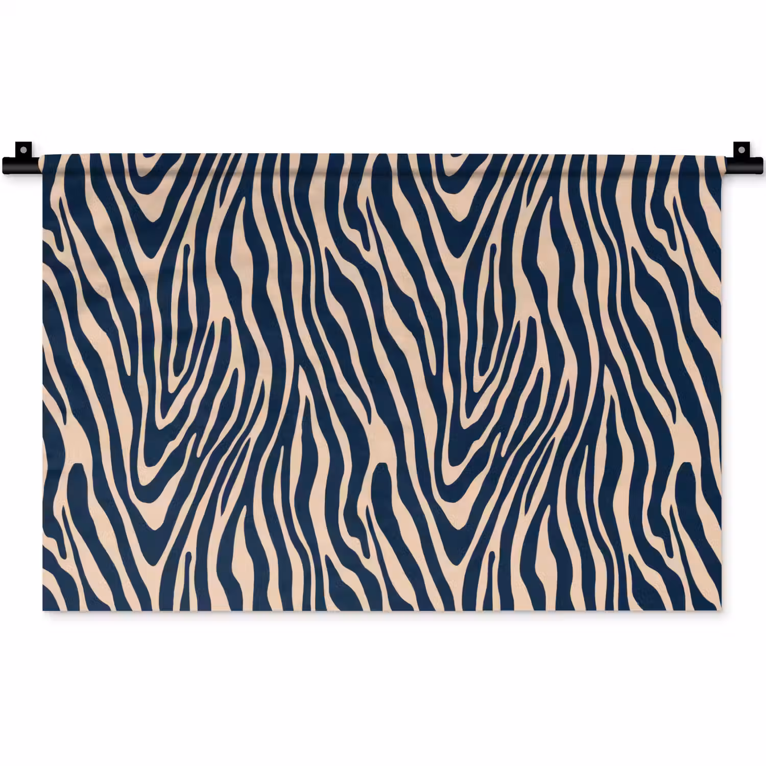 Zebra - Patroon - Blauw - Beige Wandkleed katoen klein 269 -zz3d