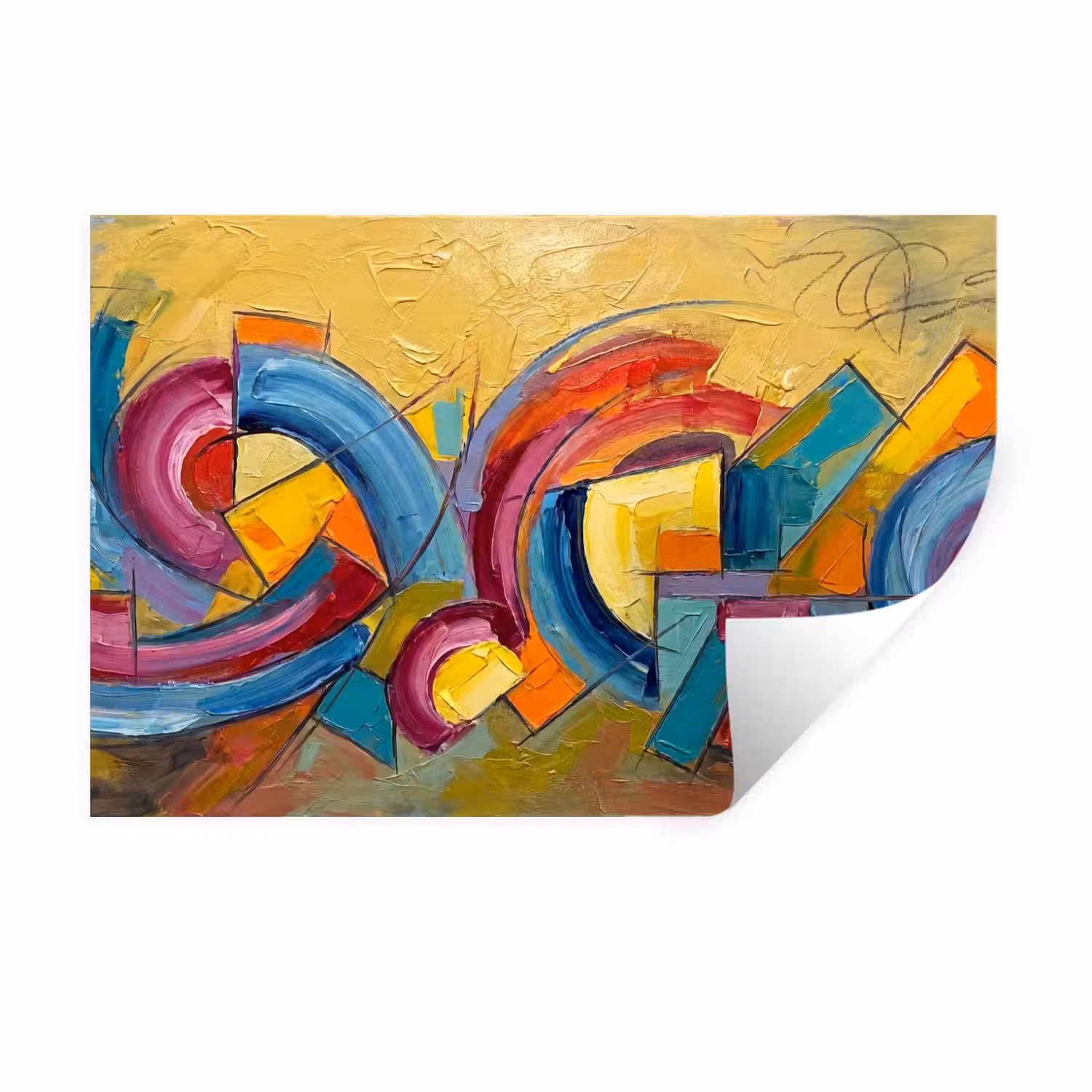 Abstract - Cirkels - Schilderij - Kleurrijk - Dynamisch Muursticker klein -3d