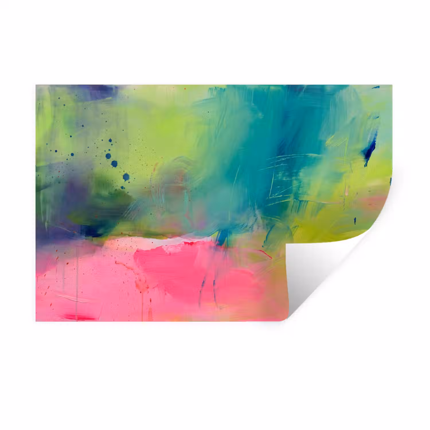 Abstract - Kleuren - Modern - Groen - Roze Muursticker klein -3d