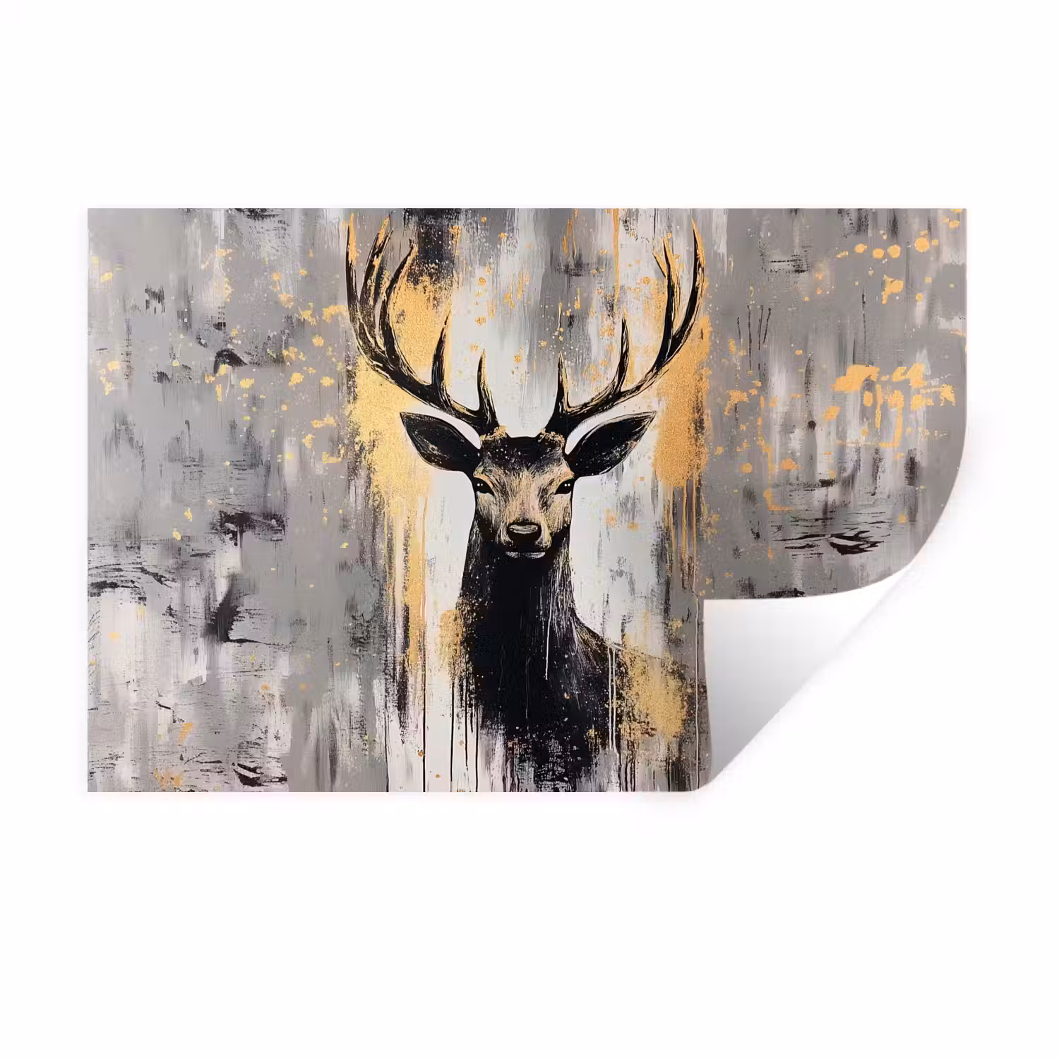 Abstract - Hert - Gewei - Goud Muursticker klein -3d