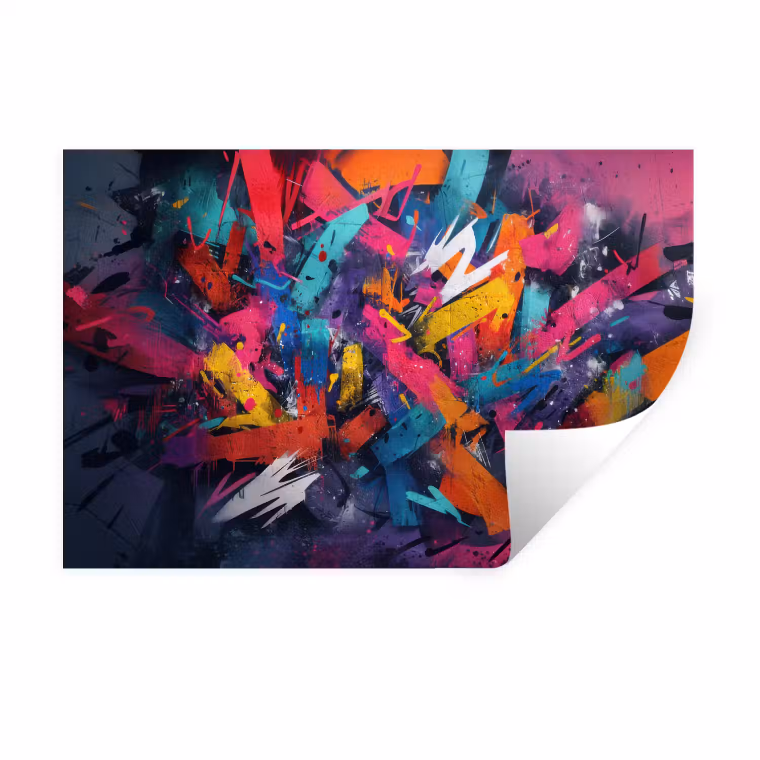 Abstract - Explosie - Neonkleuren Muursticker klein -3d