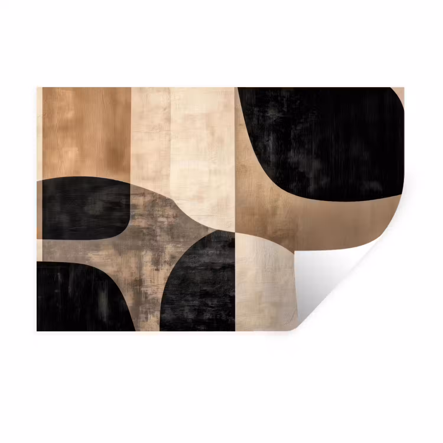 Abstract - Vlakken - Zwart - Rond Muursticker klein -3d