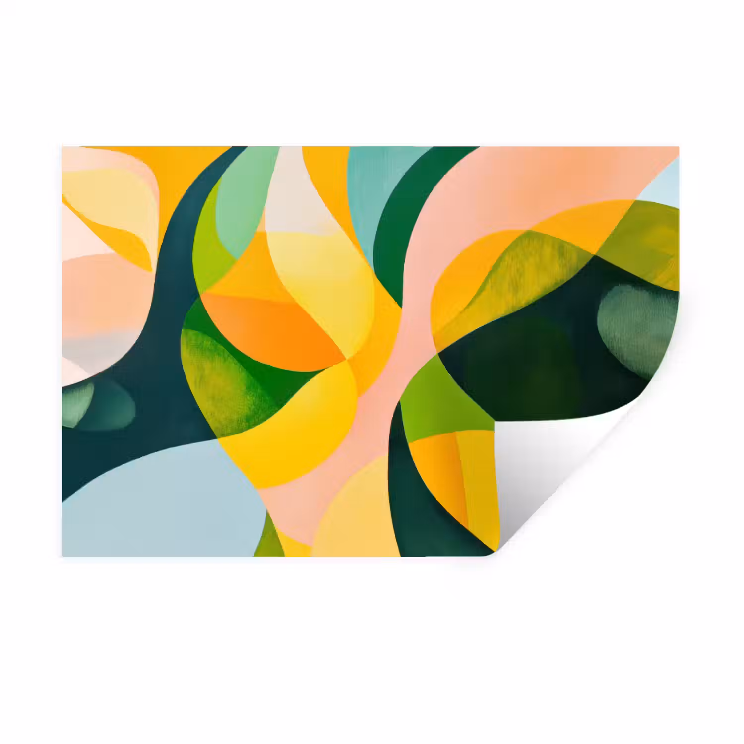 Abstract - Geel - Roze - Groen Muursticker klein -3d