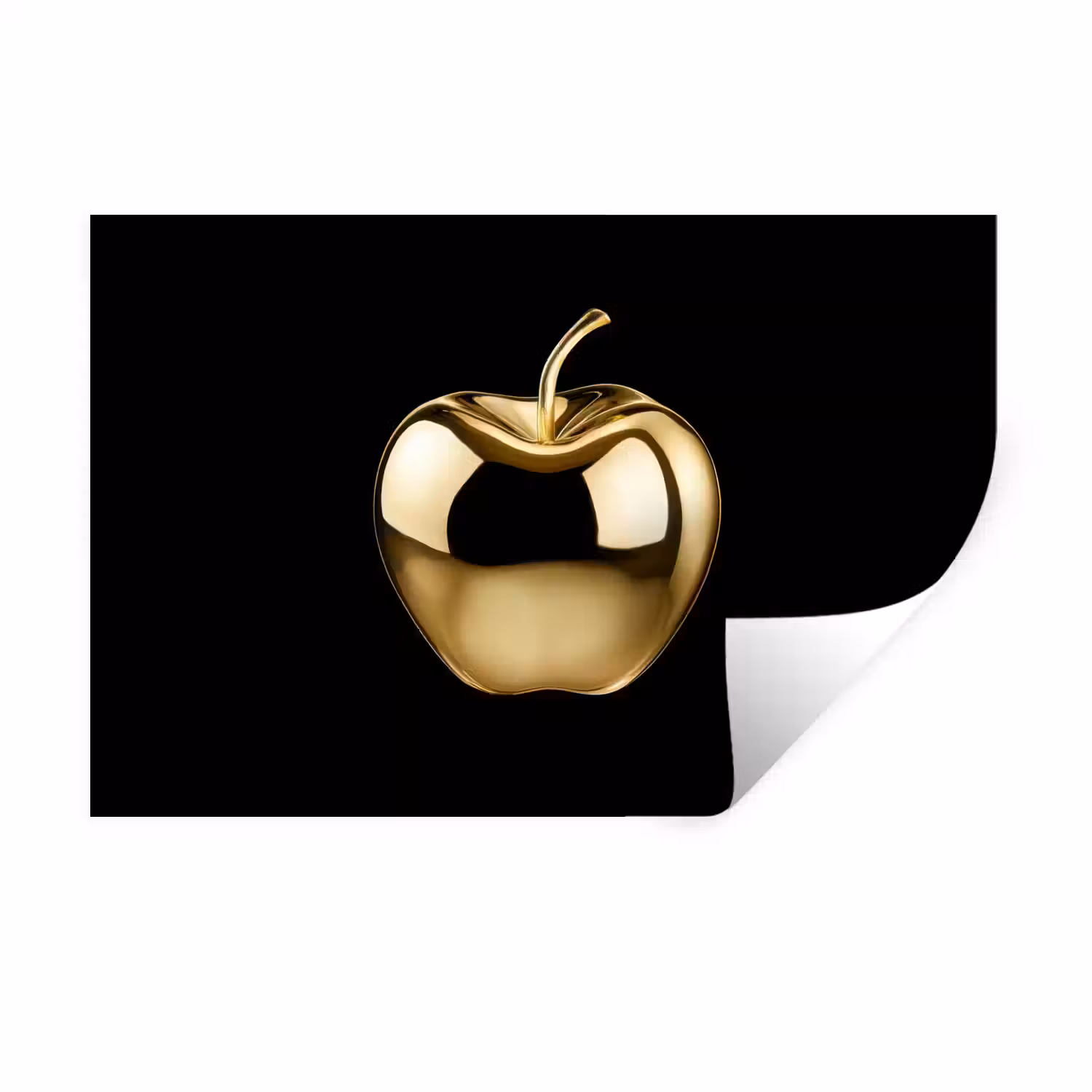 Appel - Goud - Chrome - Zwart Muursticker klein -3d