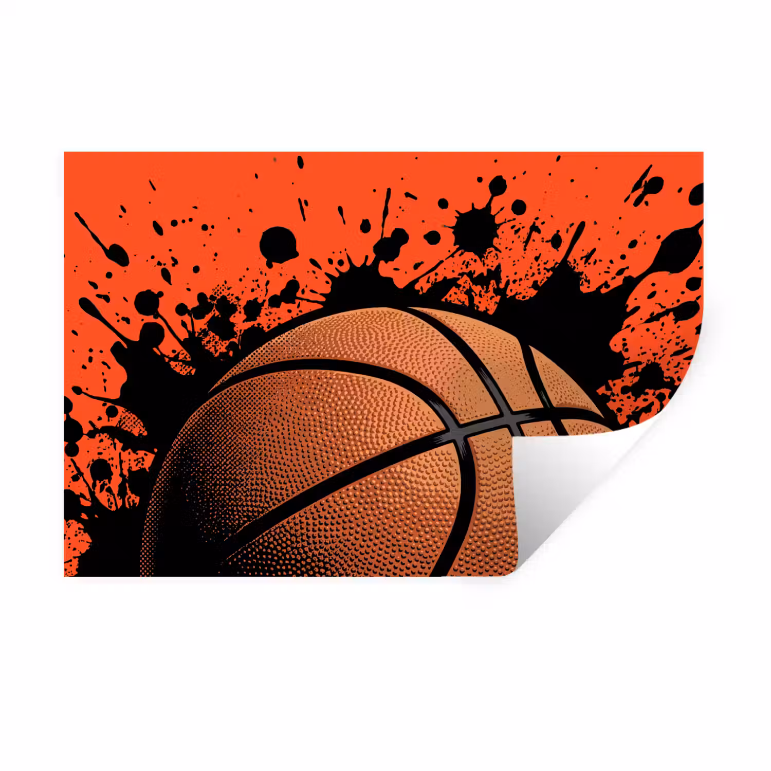 Basketbal - Verf - Sport - Oranje Muursticker klein -3d