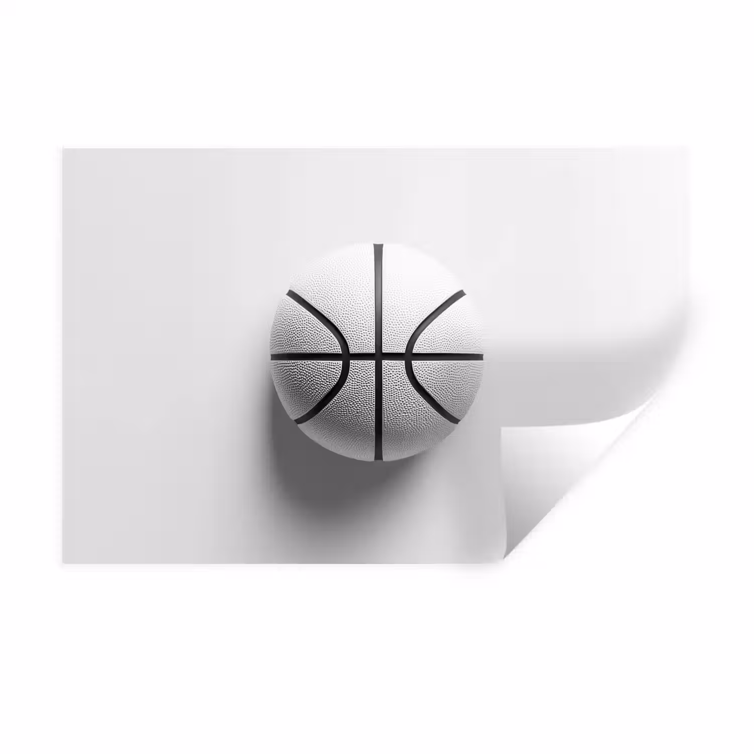 Basketbal - Wit - Schaduw - Lijnen Muursticker klein -3d