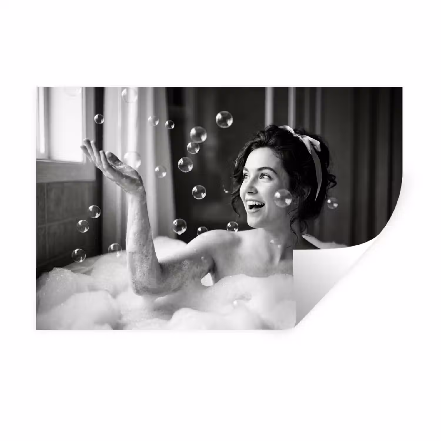 Bad - Bubbels - Zwart - Wit Muursticker klein -3d