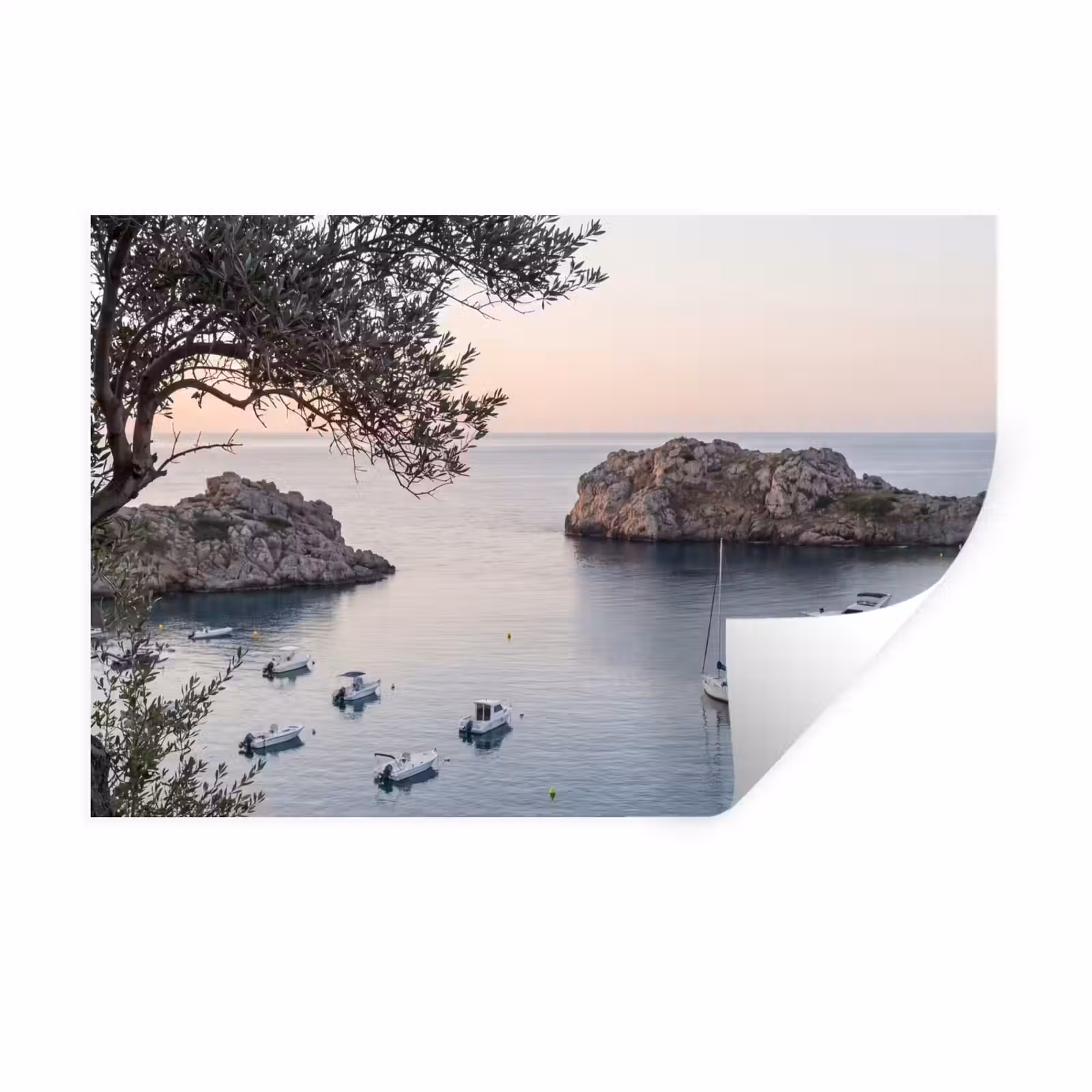 Wall Sticker - Bay - boats - sunset - Baai - boten - zonsondergang Muursticker klein