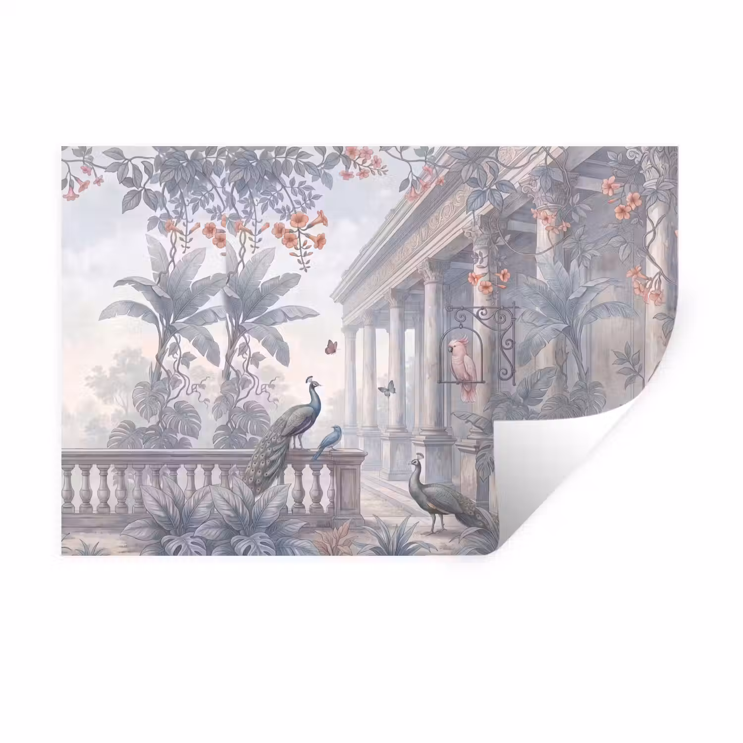 Vogel - Pauw - Architectuur - Klassiek - Groen Muursticker klein -3d