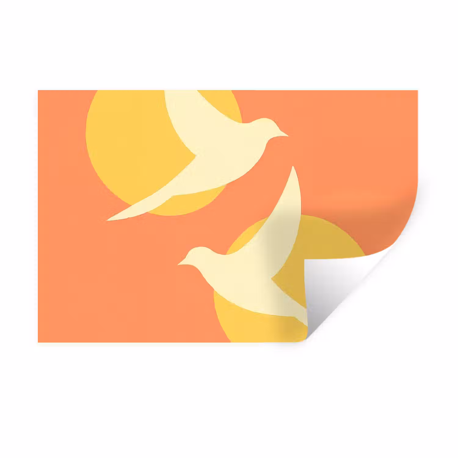 Vogels - Cirkels - Geel Muursticker klein -3d