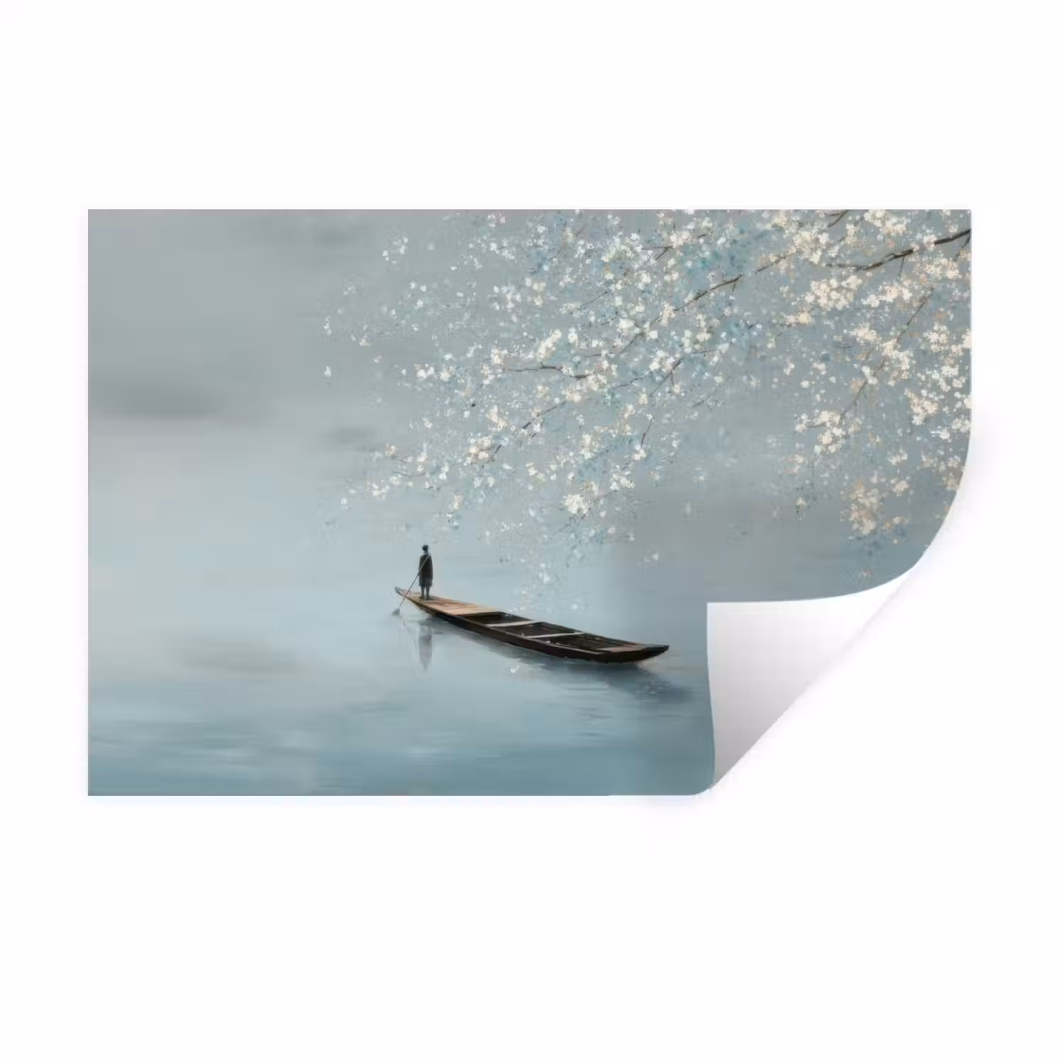 Bloesems - Minimalistisch - Wateroppervlak - Boot Muursticker klein -3d