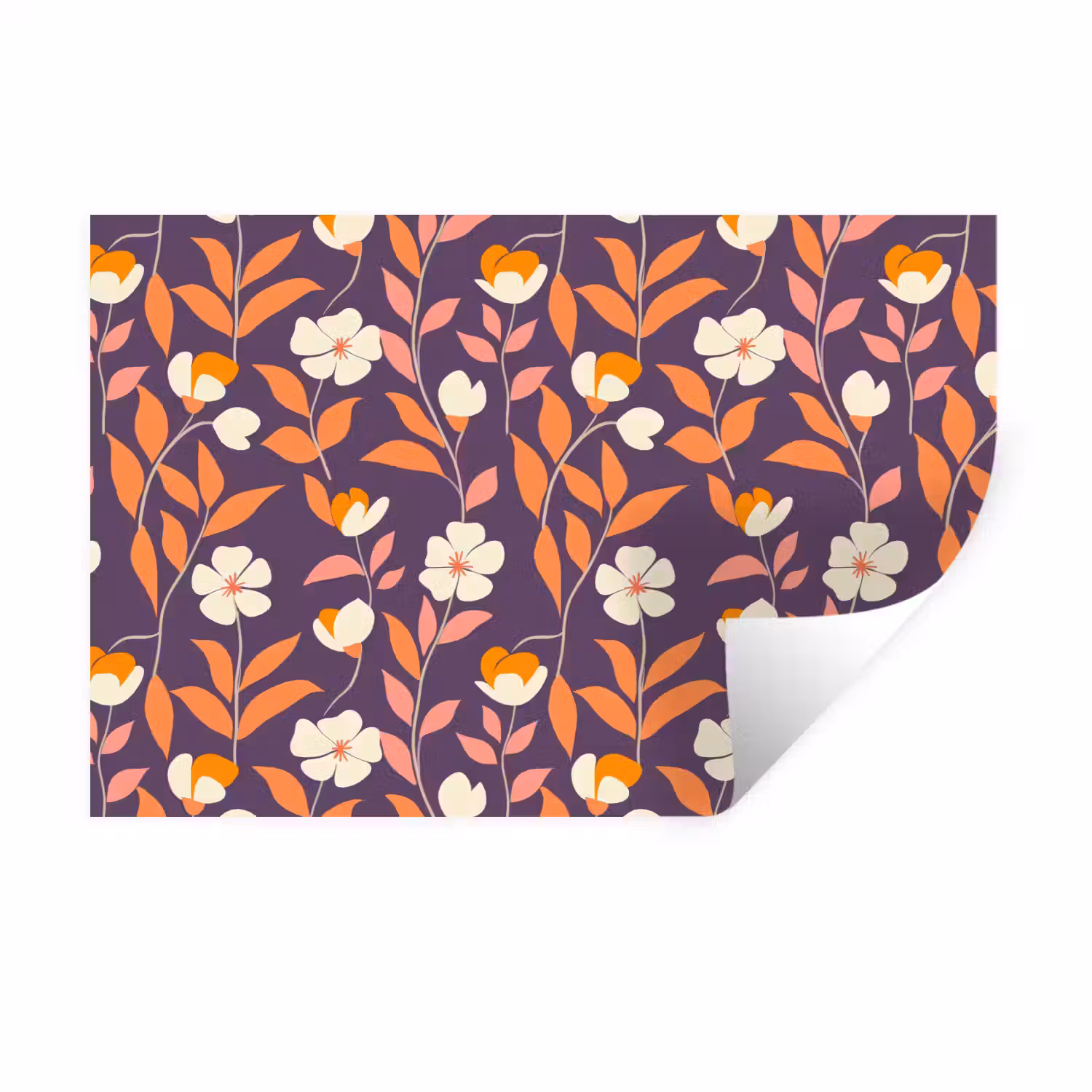 Boho - Vintage - Paars Muursticker klein 286 -3d