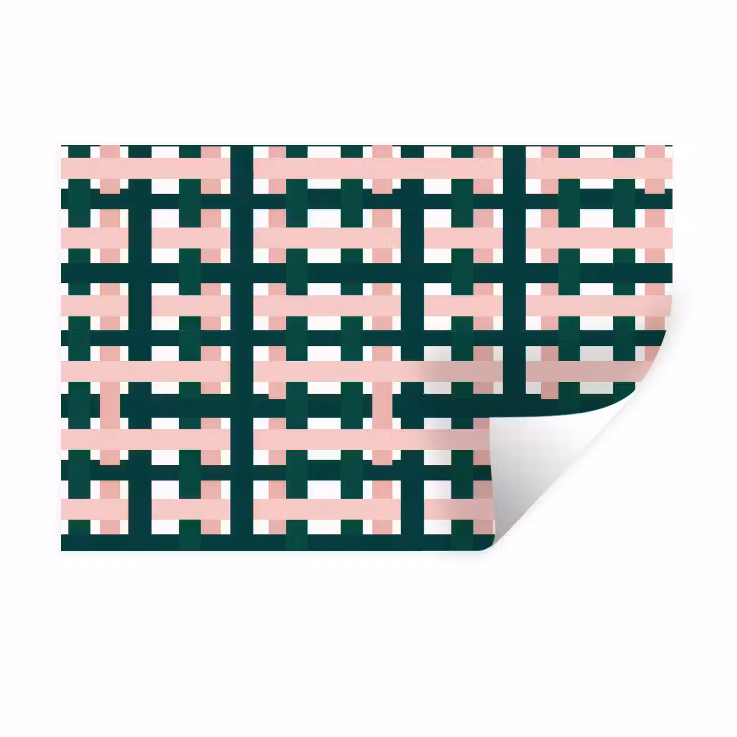 Vlechtpatroon - Groen - Roze - Grafisch Muursticker klein 286 -3d