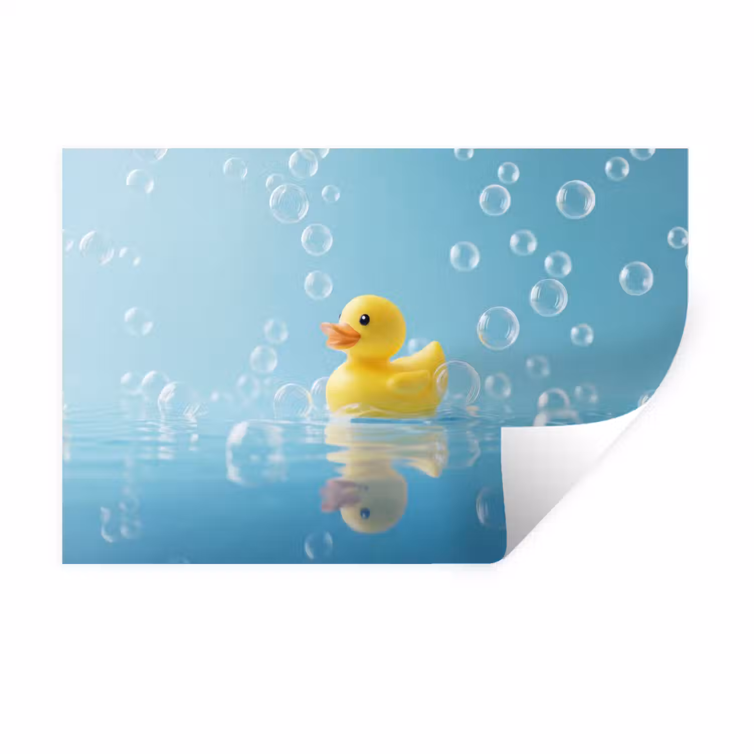 Bubbels - Badeend - Geel Muursticker klein -3d