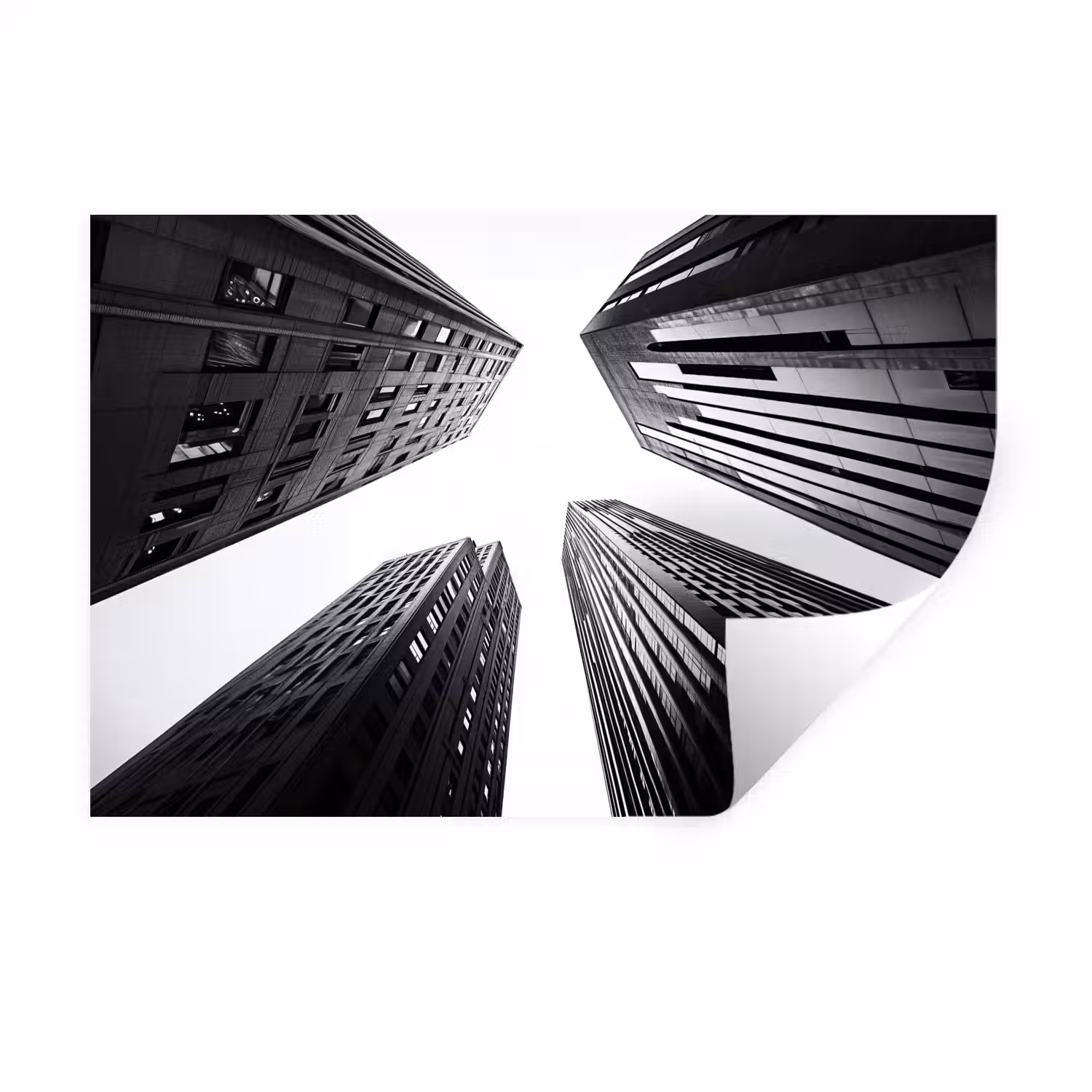 Gebouwen - Lucht - Zwart Muursticker klein -3d