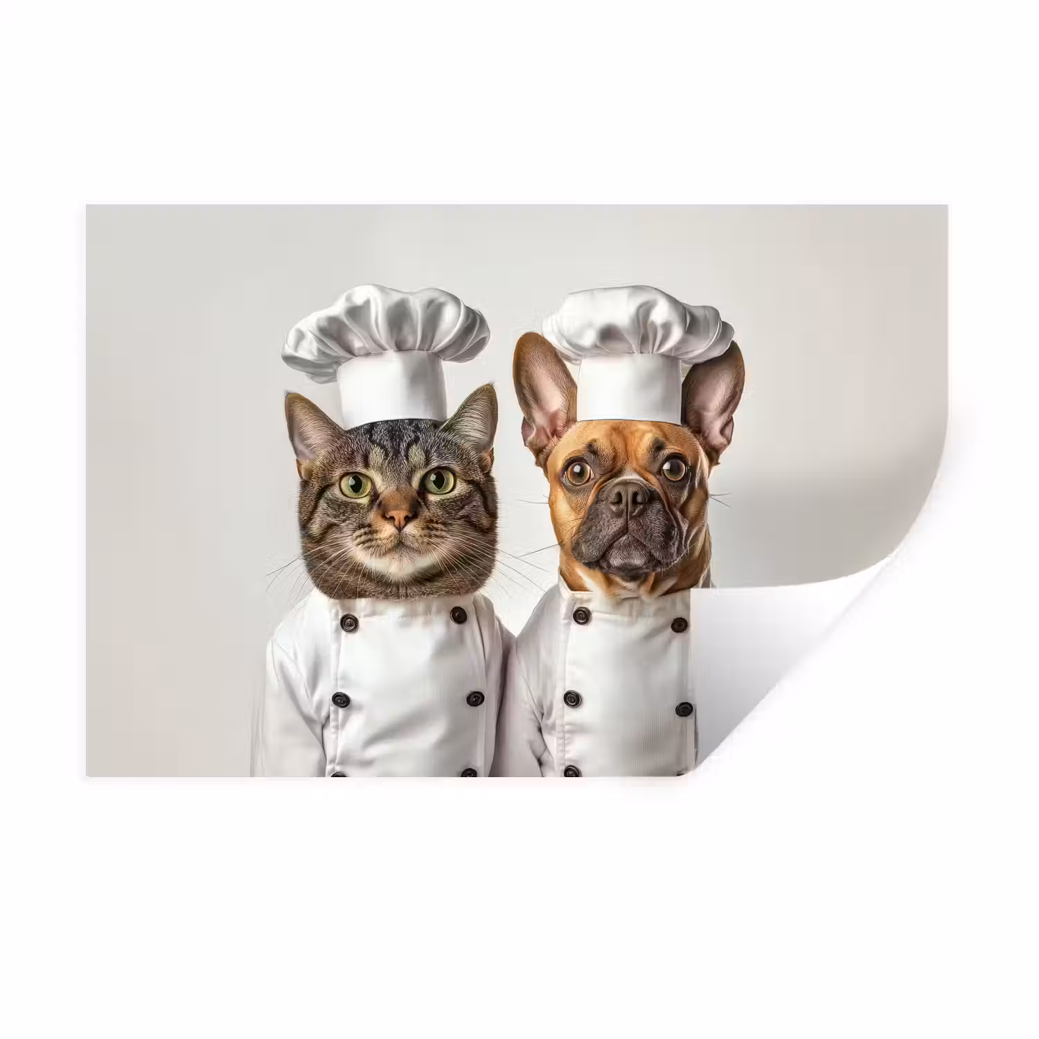 Kat - Hond - Kokskleding Muursticker klein -3d