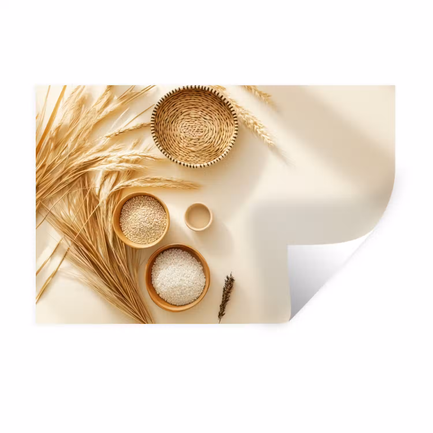 Granen - Hout - Kom - Beige Muursticker klein -3d