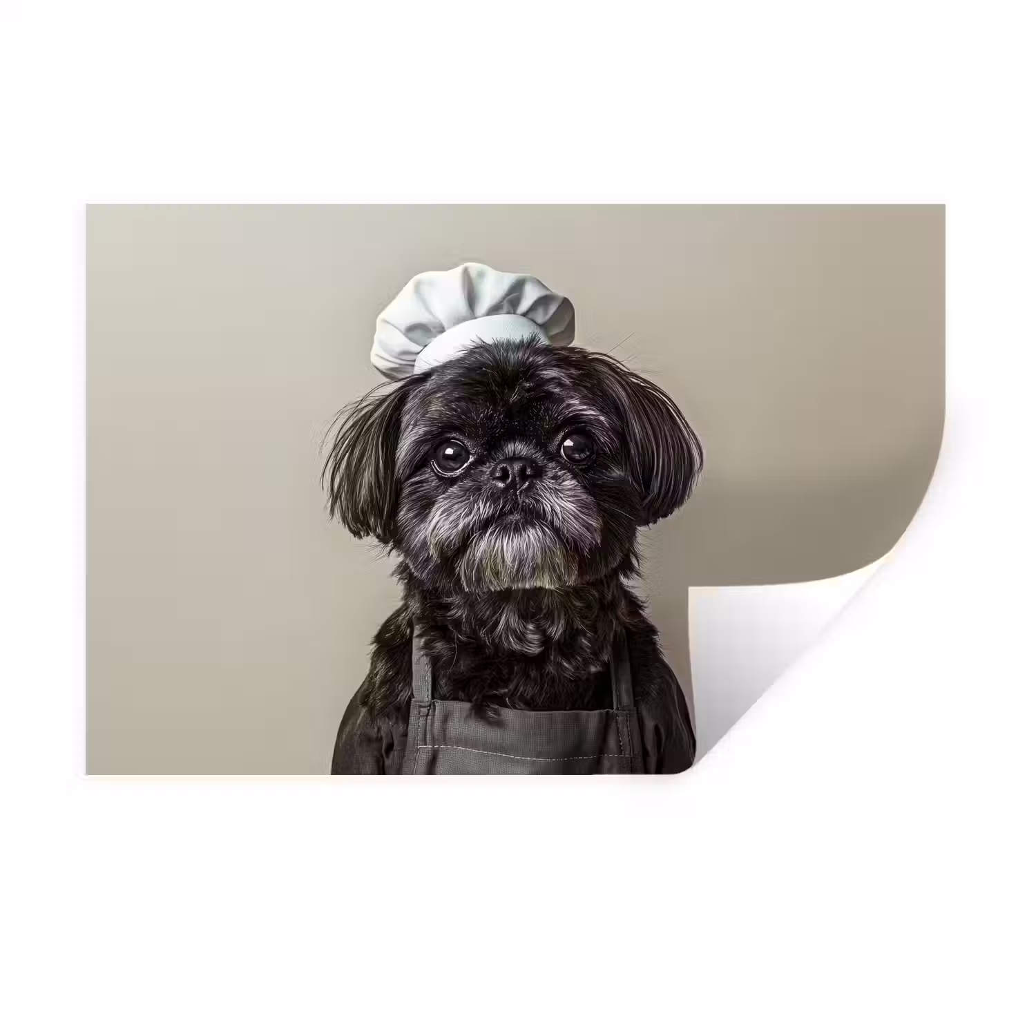 Kokskleding - Zwart - Hondje Muursticker klein -3d