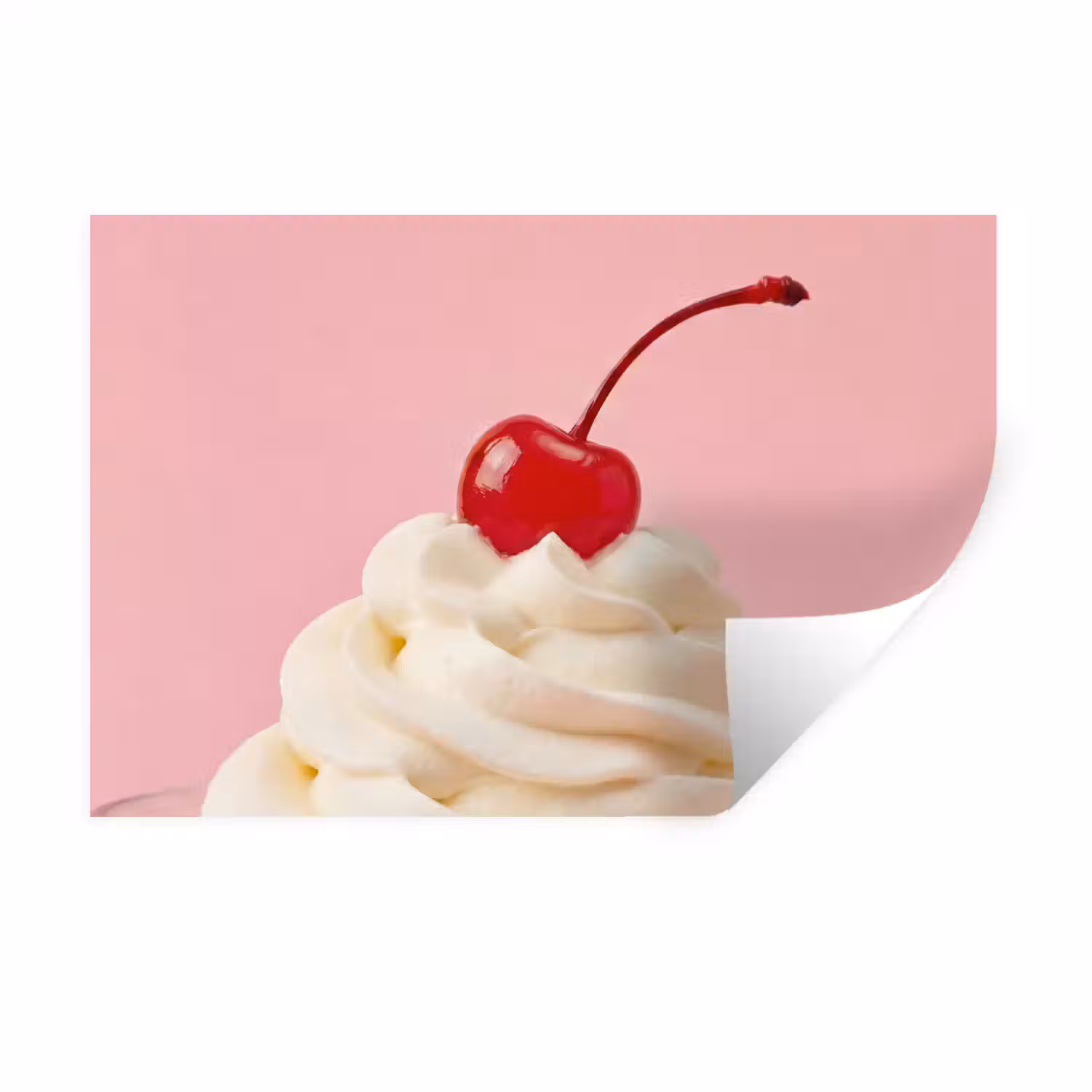 Kers - Slagroom - Roze Muursticker klein -3d